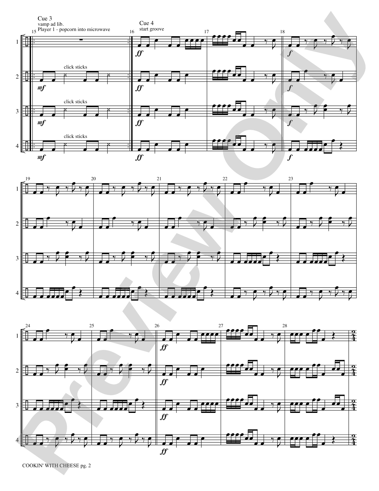 Cookin' with Cheese: Percussion Ensemble Score & Parts