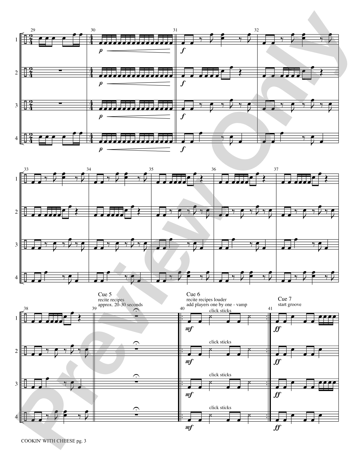 Cookin' with Cheese: Percussion Ensemble Score & Parts
