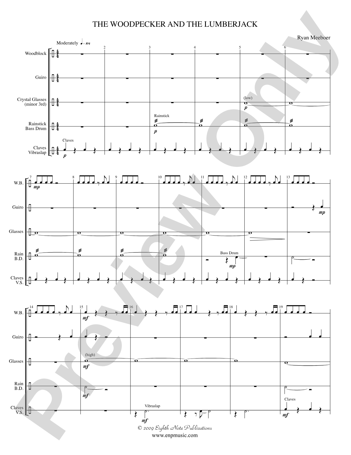 The Woodpecker and the Lumberjack: Percussion Ensemble Score & Parts