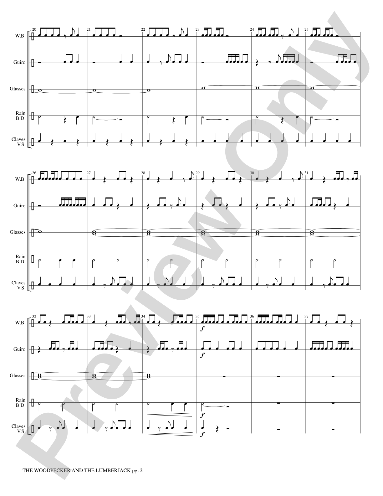 The Woodpecker and the Lumberjack: Percussion Ensemble Score & Parts
