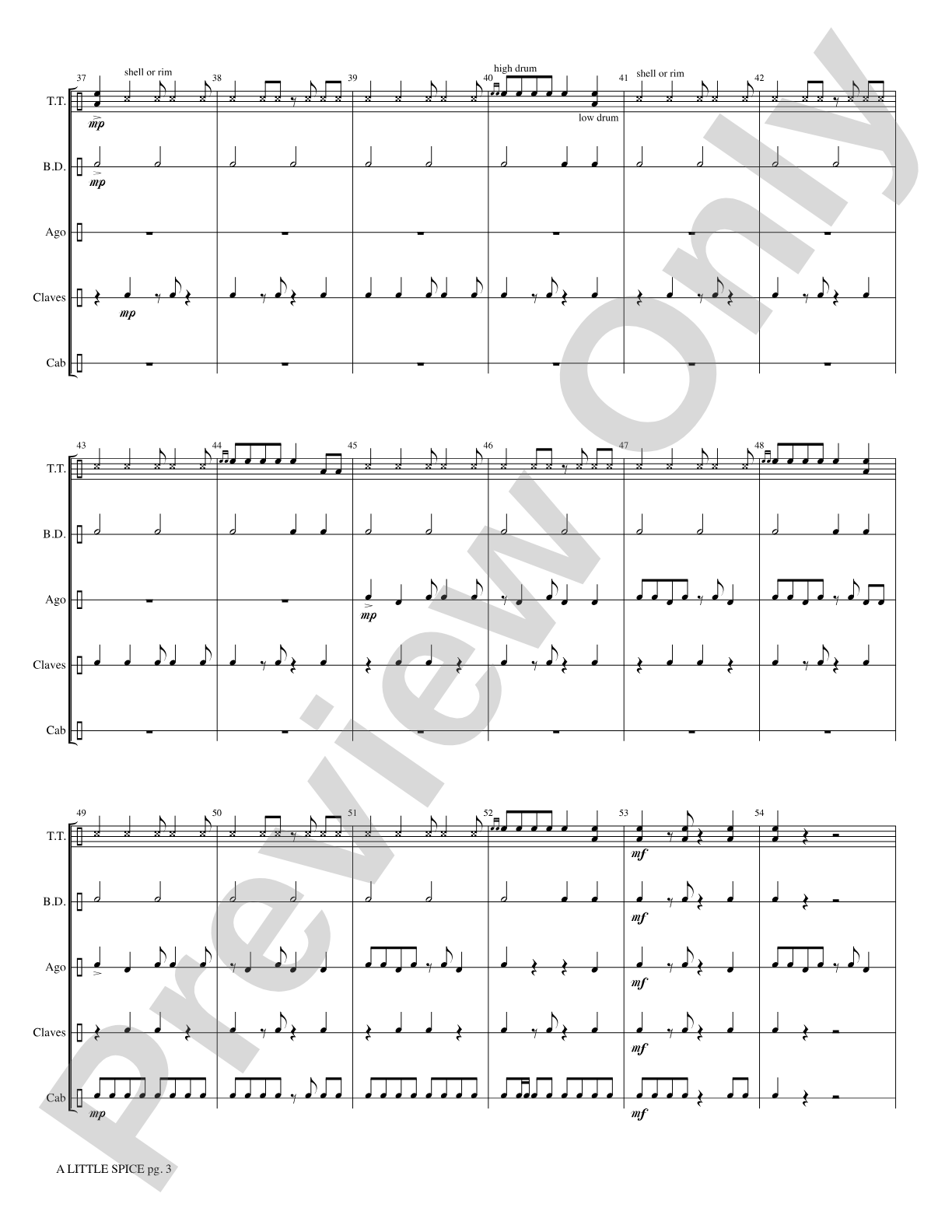 A Little Spice: Score