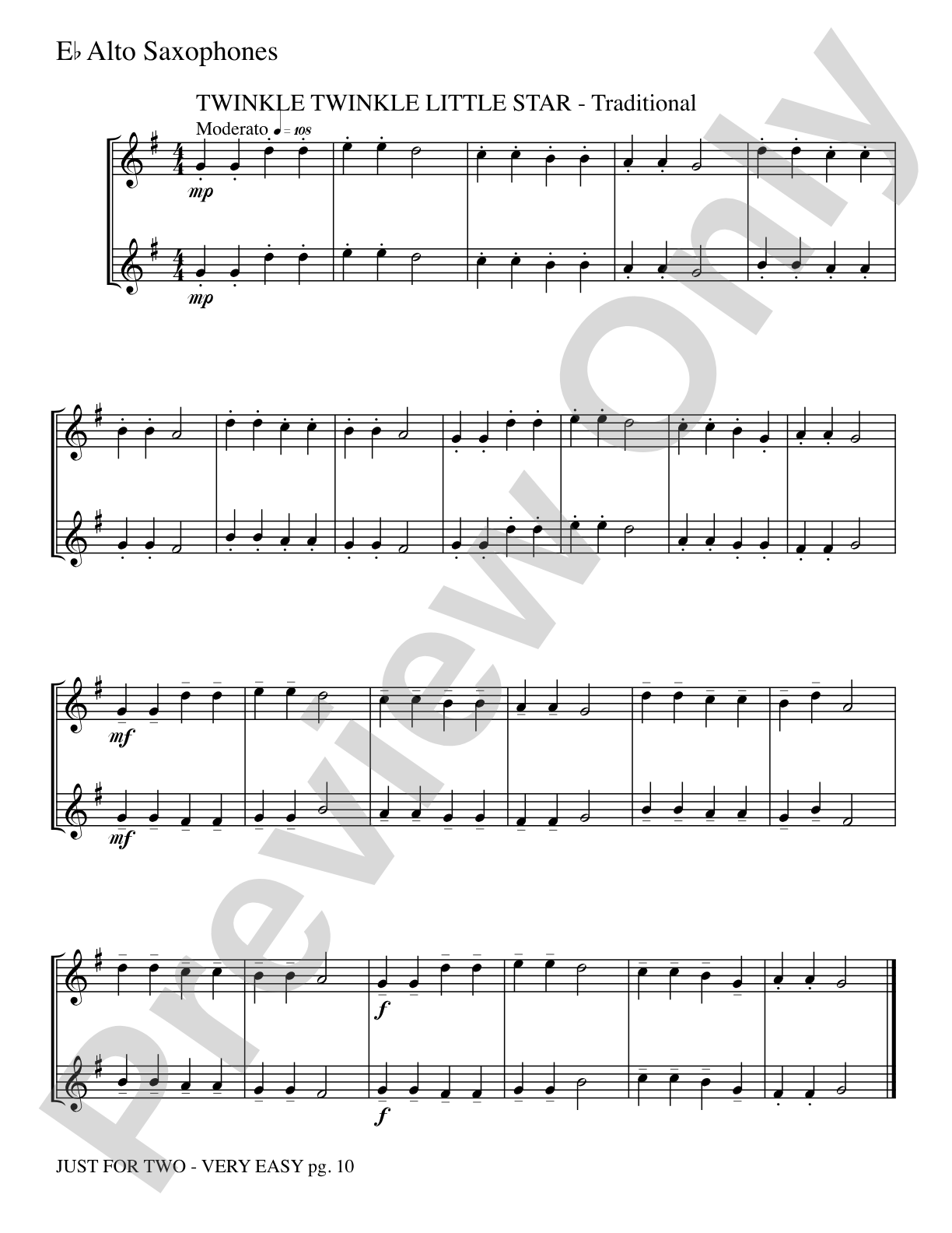 Just for Two: 2 Alto Saxophones Part(s)