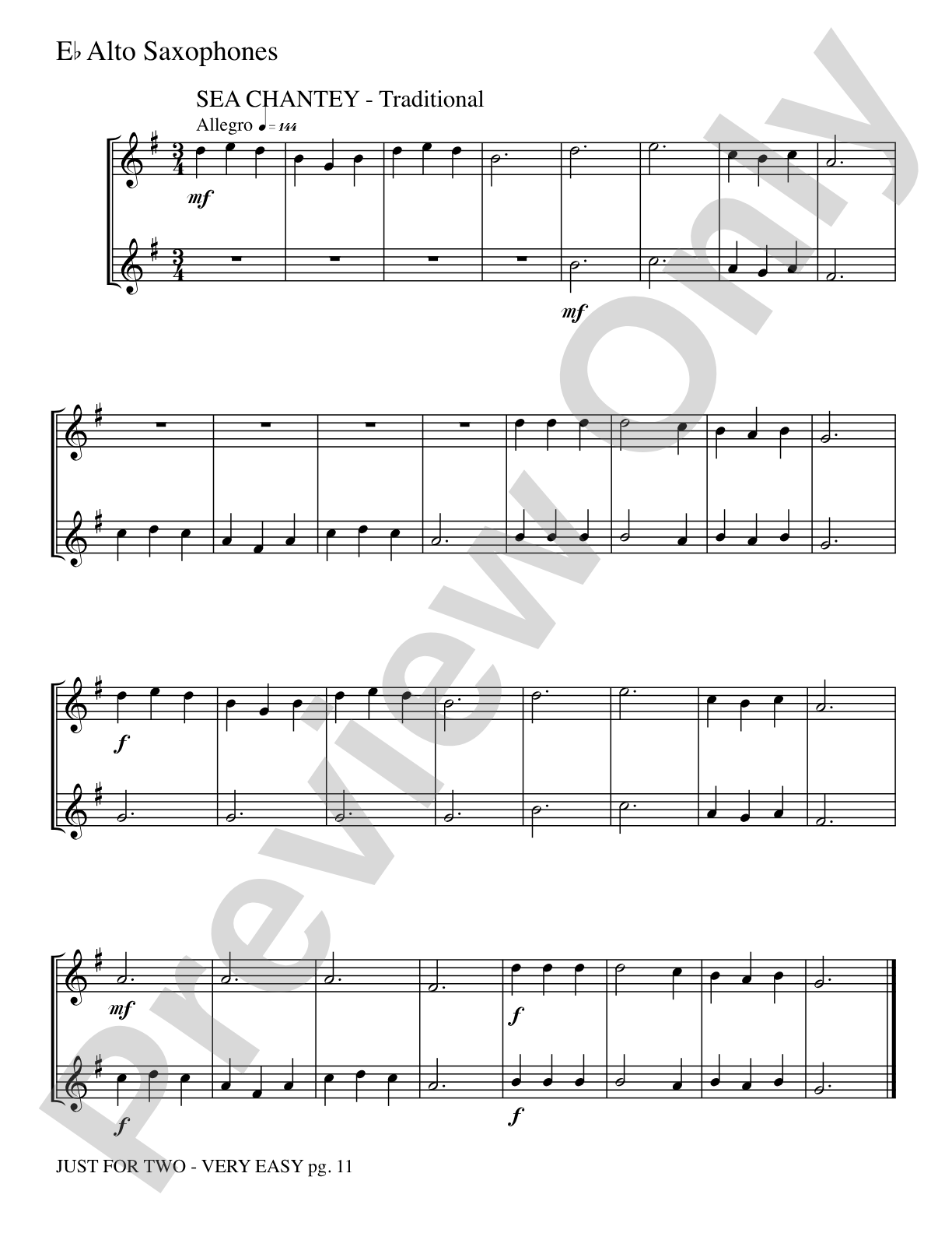 Just for Two: 2 Alto Saxophones Part(s)