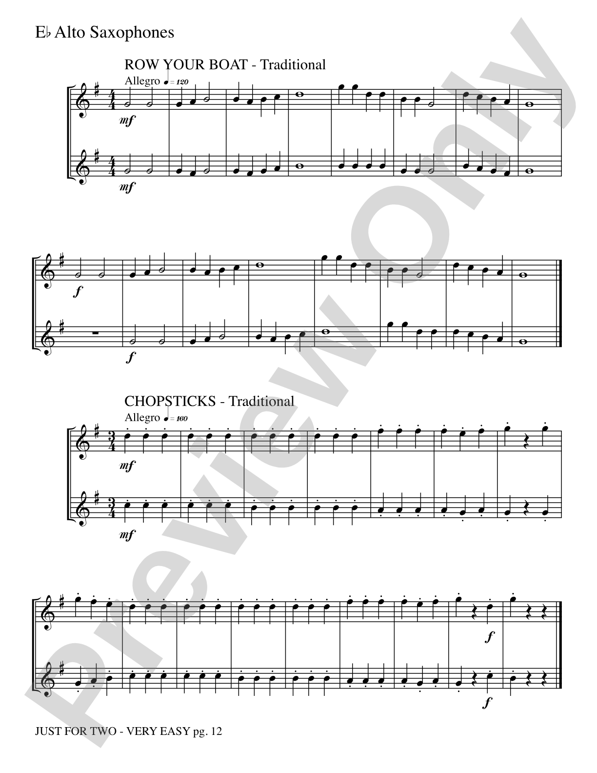 Just for Two: 2 Alto Saxophones Part(s)
