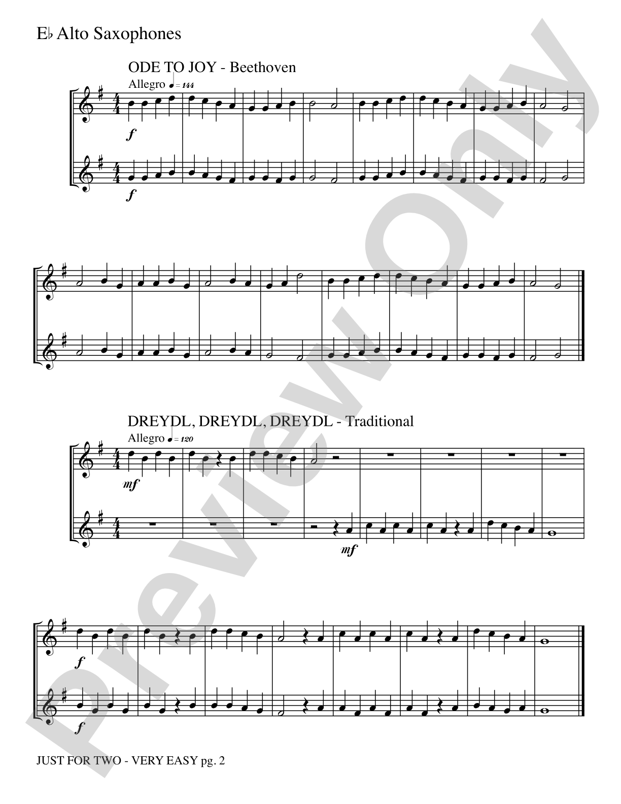 Just for Two: 2 Alto Saxophones Part(s)