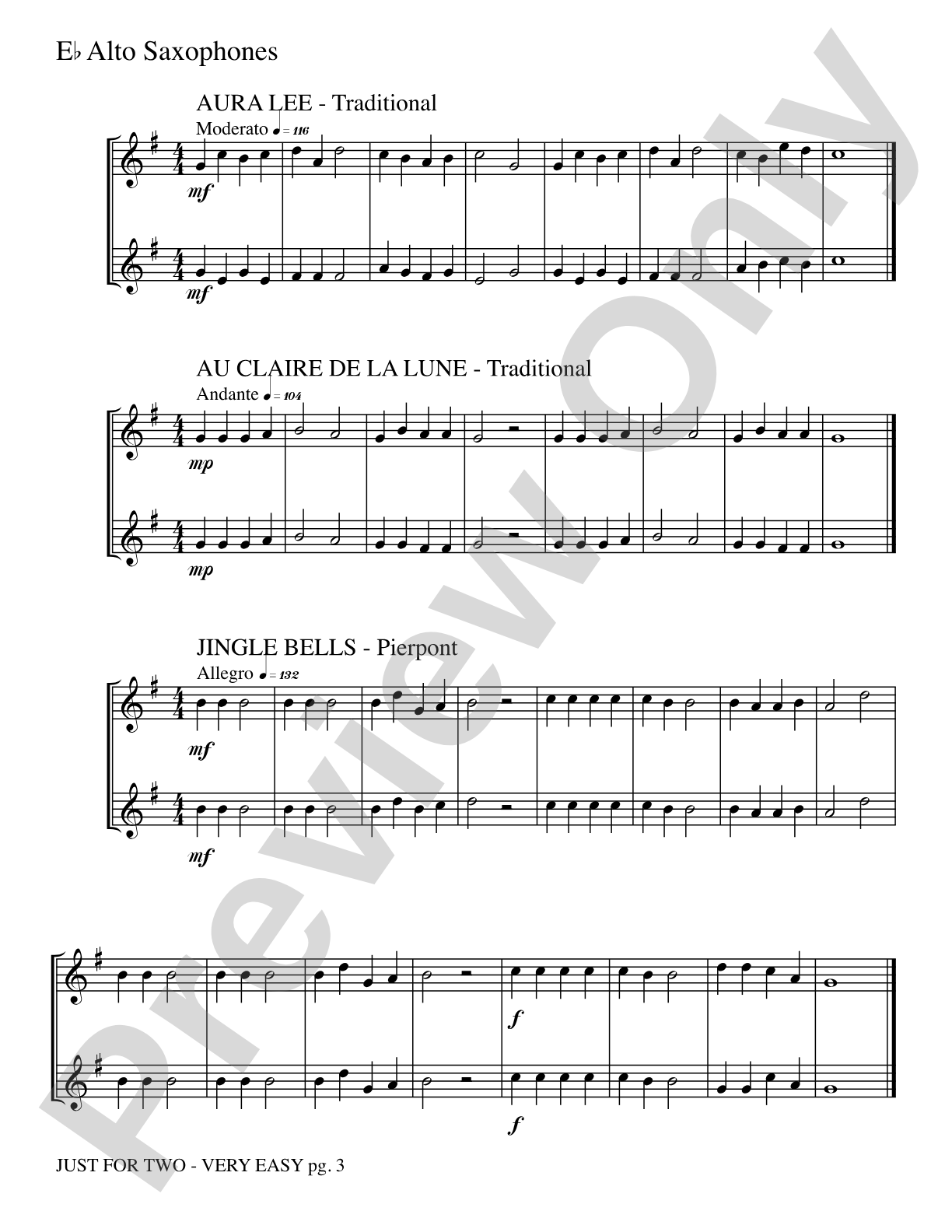 Just for Two: 2 Alto Saxophones Part(s)