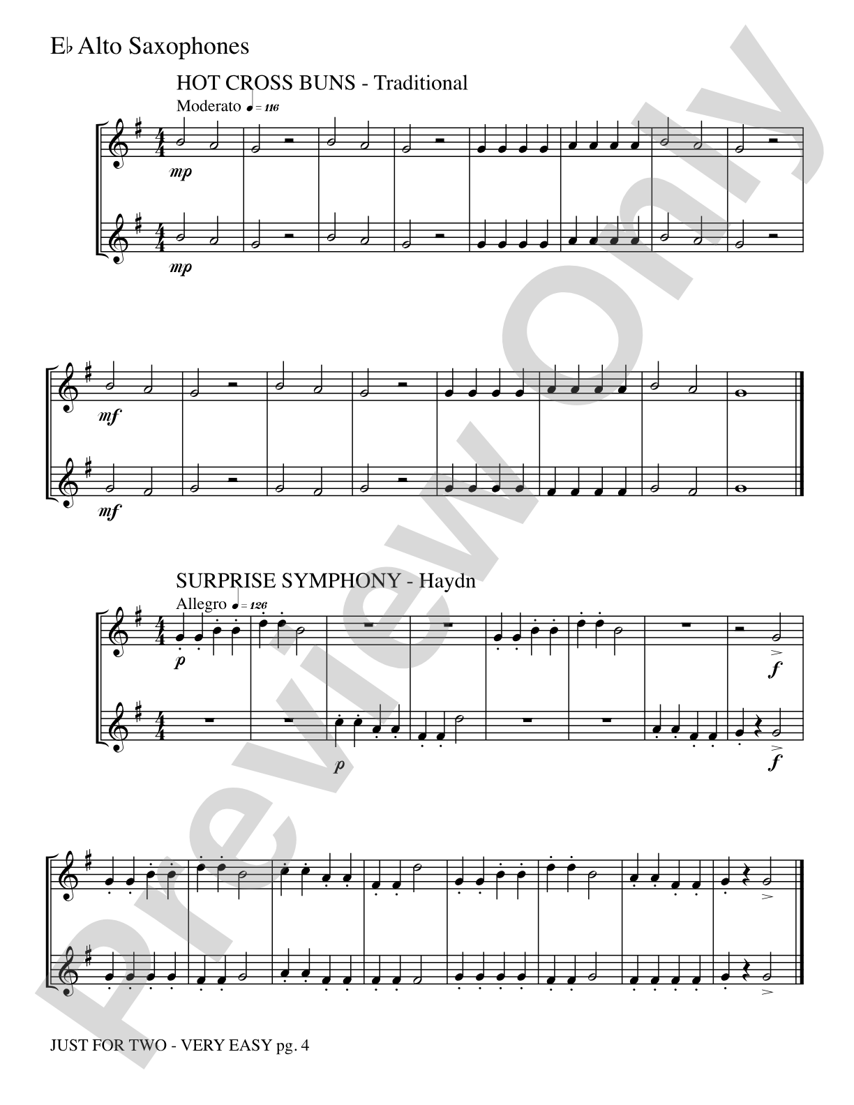 Just for Two: 2 Alto Saxophones Part(s)