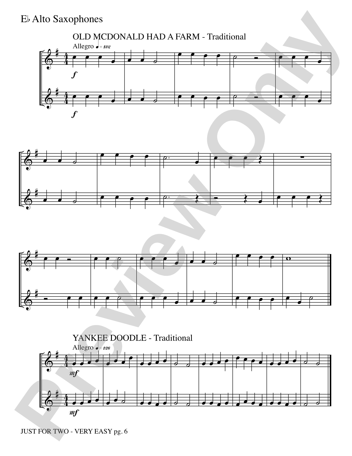 Just for Two: 2 Alto Saxophones Part(s)