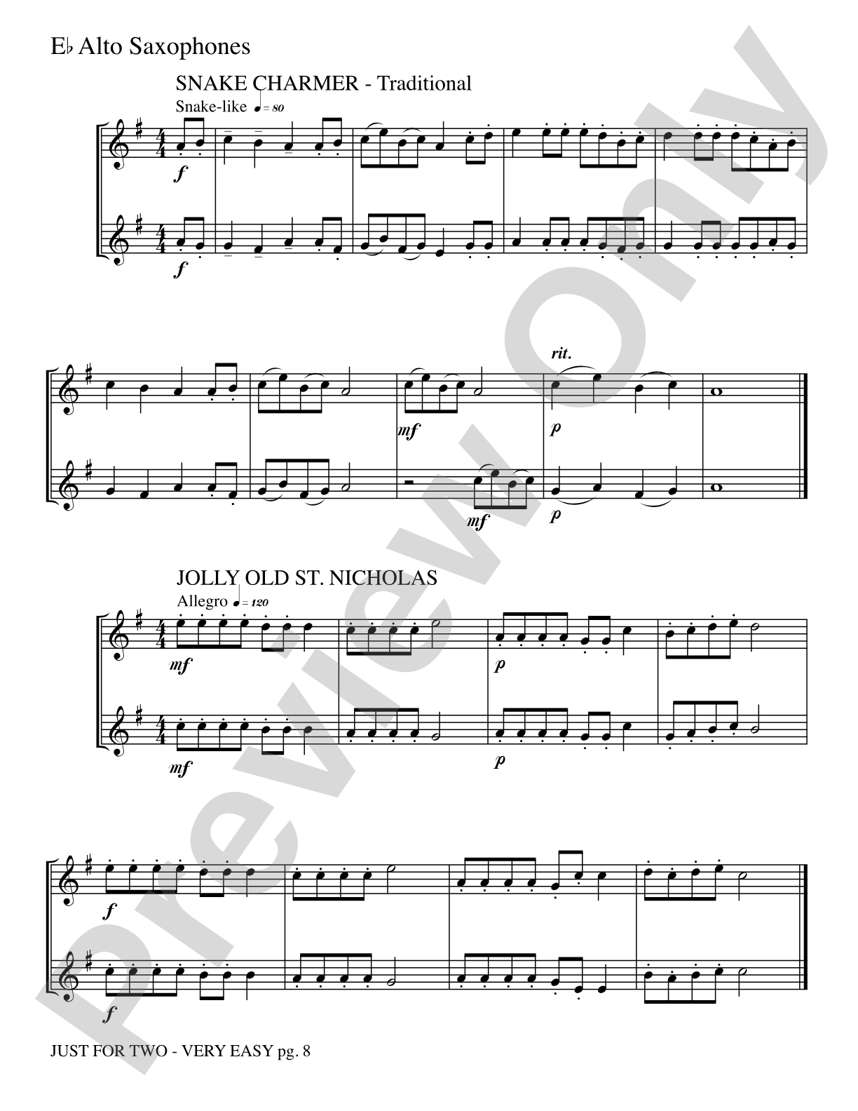 Just for Two: 2 Alto Saxophones Part(s)