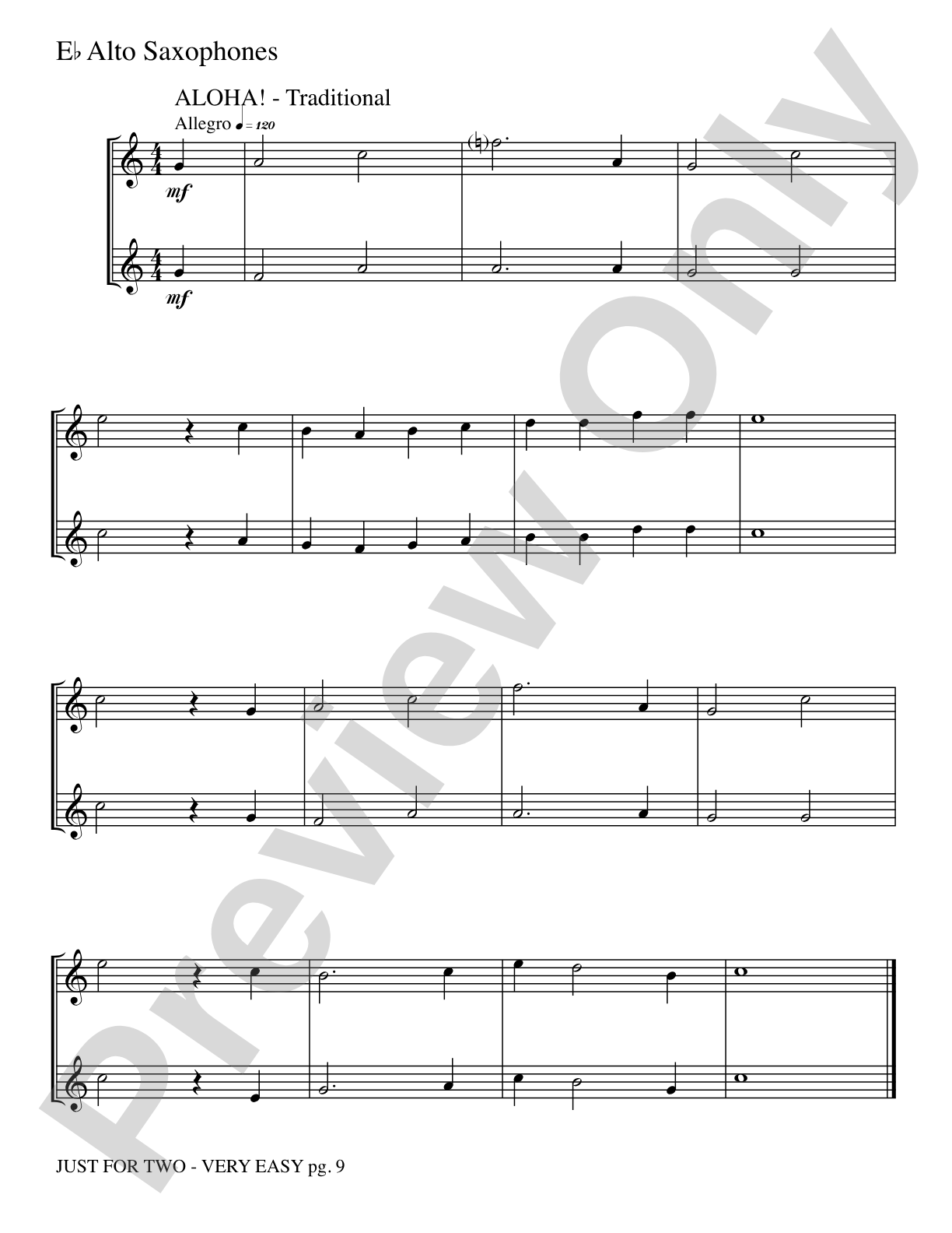 Just for Two: 2 Alto Saxophones Part(s)