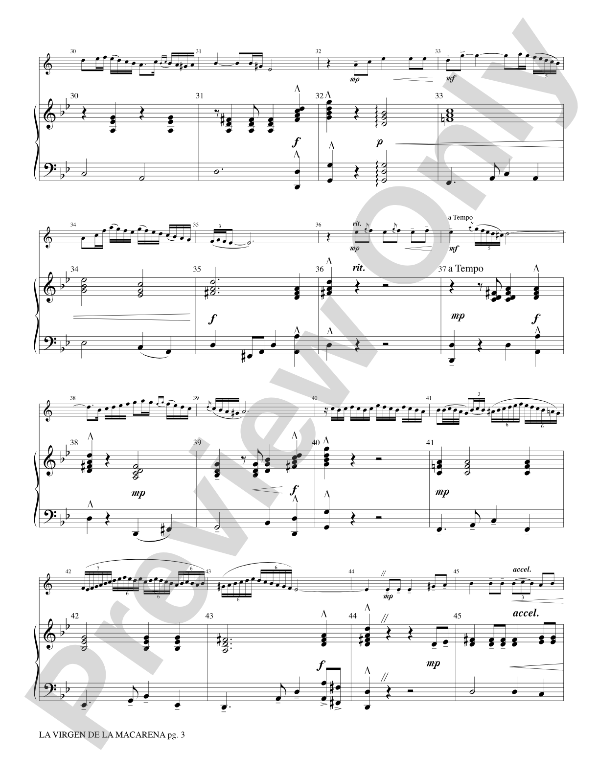 LA VIRGEN DE LA MACARENA/TR AND PNO: Trumpet & Keyboard Part(s)