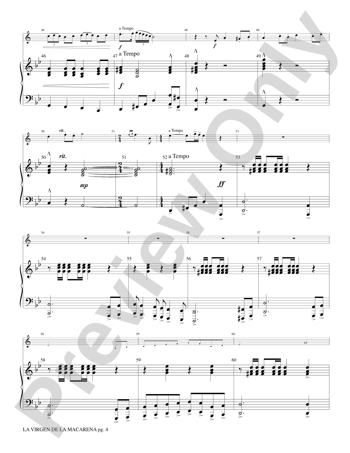 LA VIRGEN DE LA MACARENA/TR AND PNO: Trumpet & Keyboard Part(s)