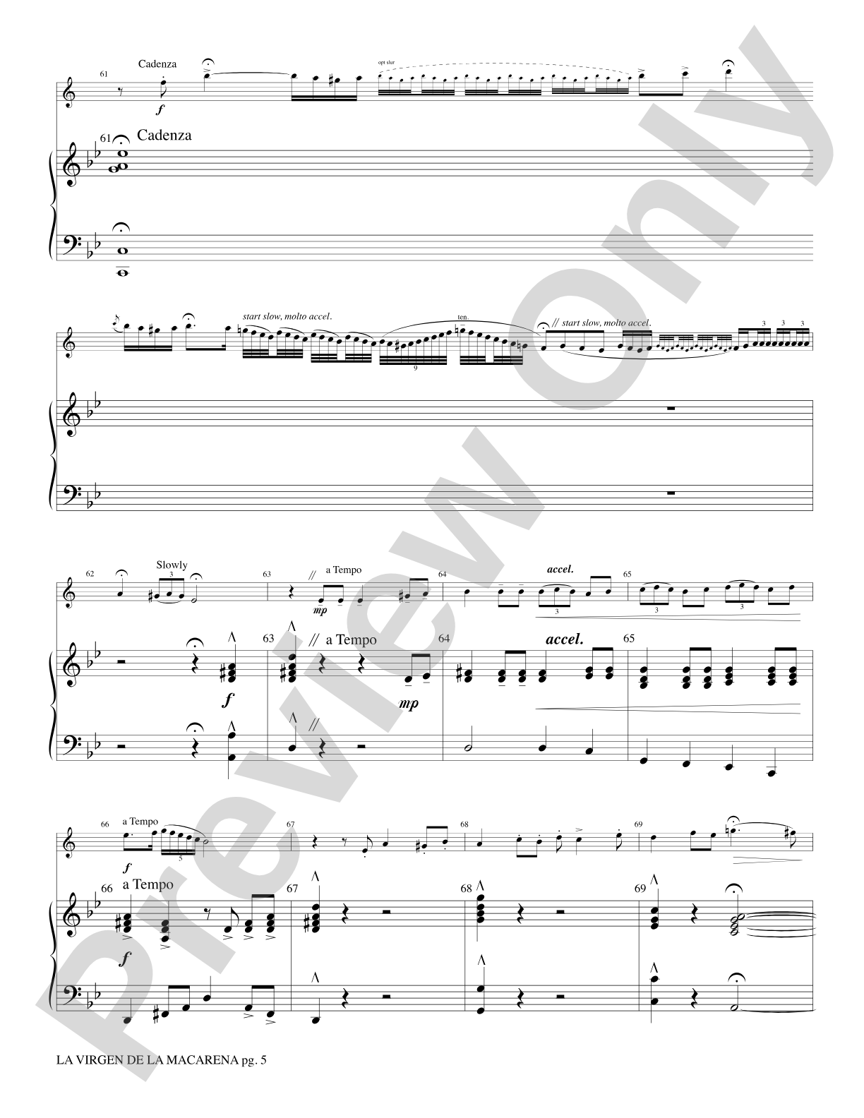 LA VIRGEN DE LA MACARENA/TR AND PNO: Trumpet & Keyboard Part(s)