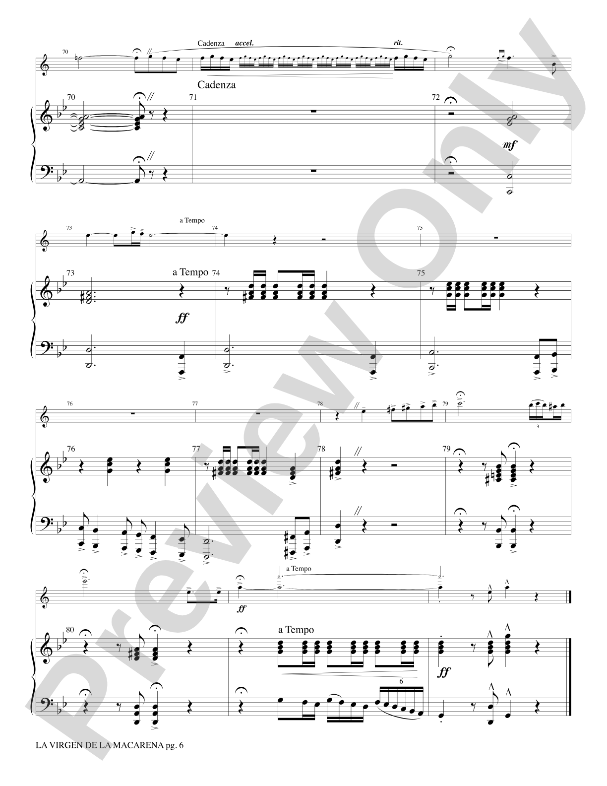 LA VIRGEN DE LA MACARENA/TR AND PNO: Trumpet & Keyboard Part(s)