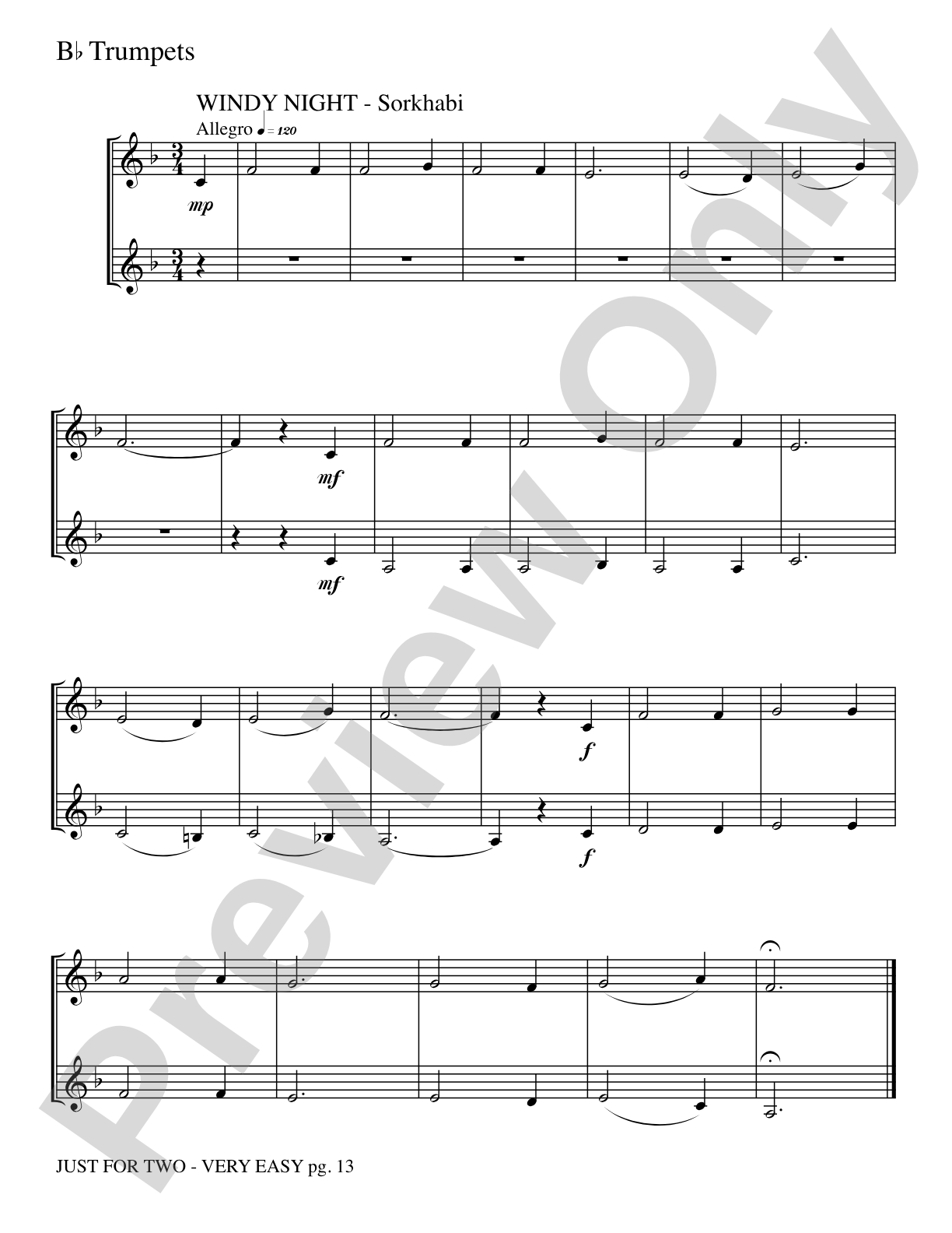 Just for Two: 2 Trumpets Part(s)