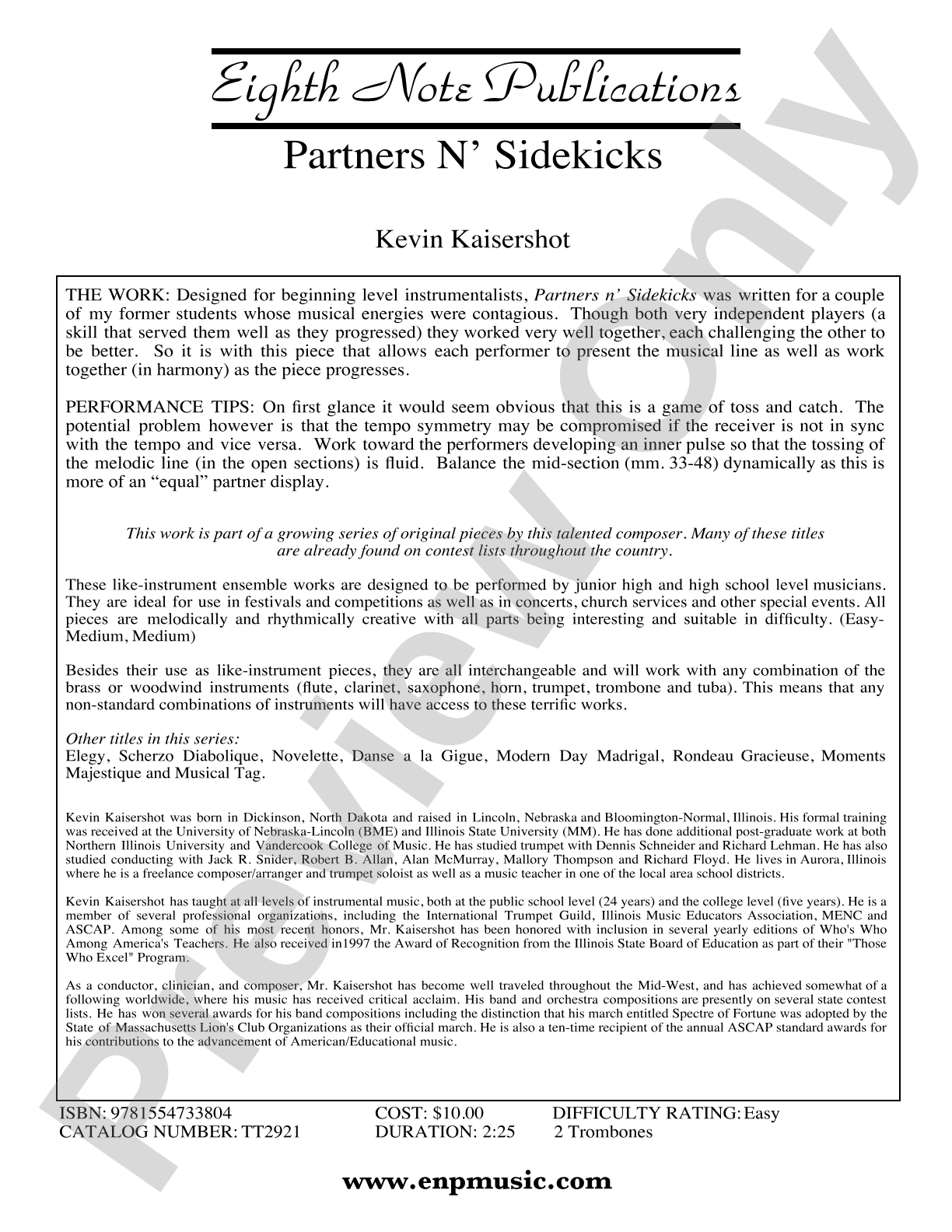 Partners n' Sidekicks: 2 Trombones Part(s)