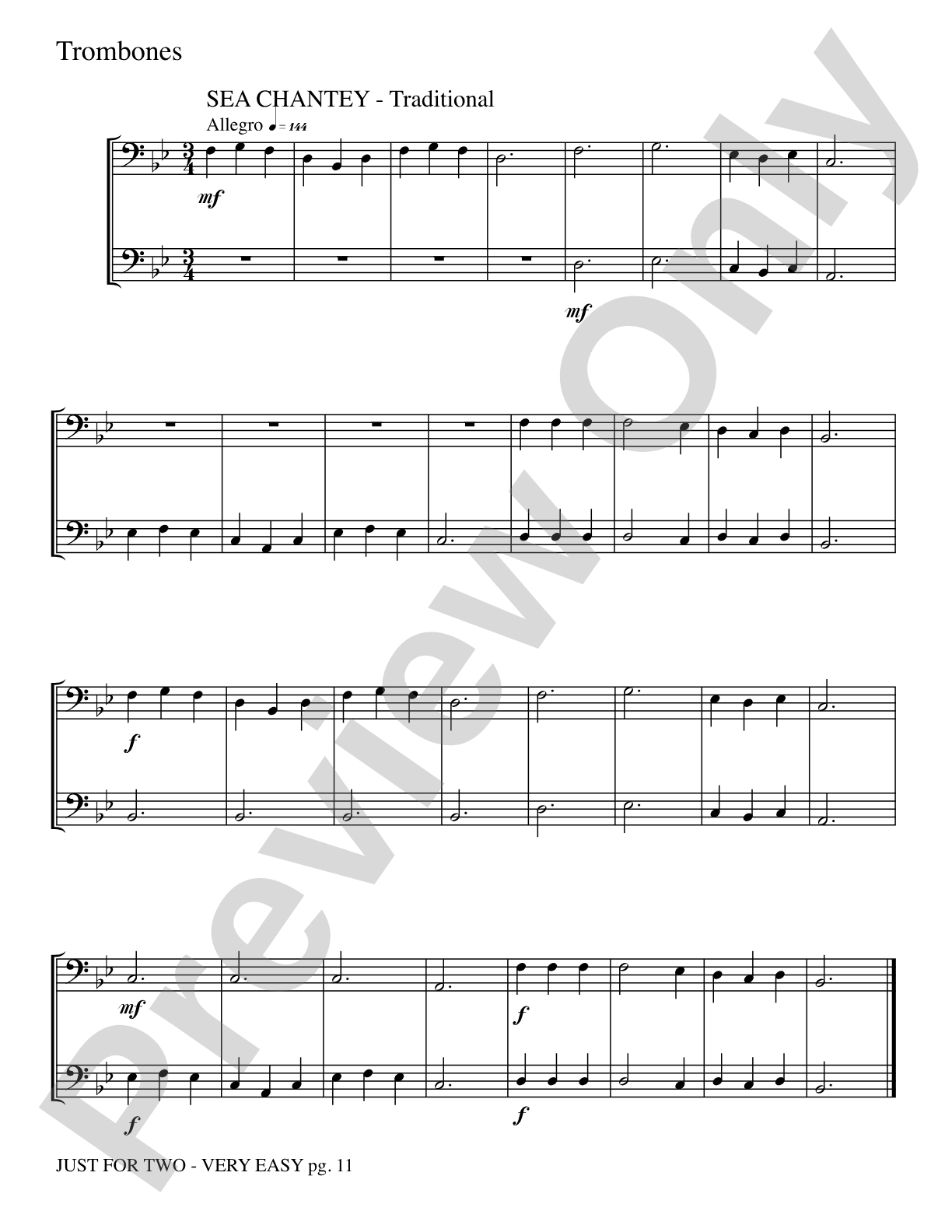 Just for Two: 2 Trombones Part(s)