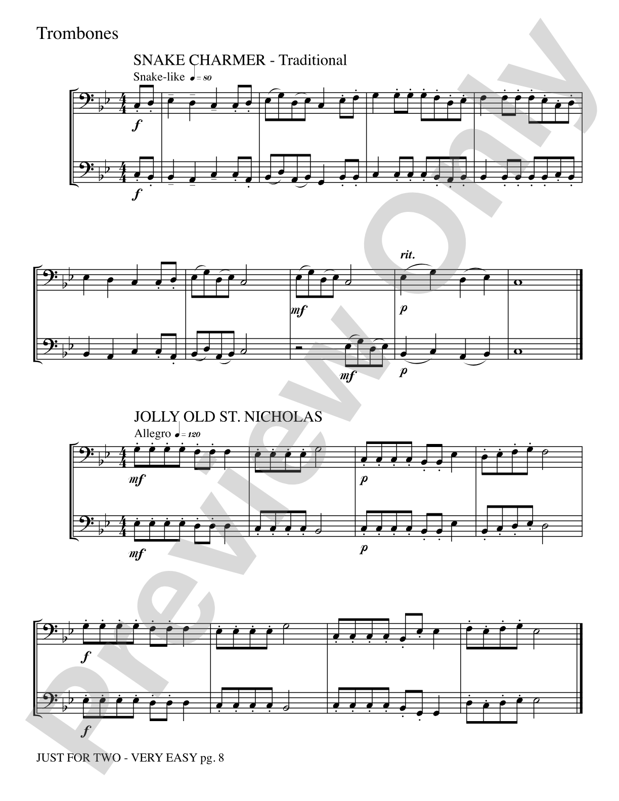 Just for Two: 2 Trombones Part(s)