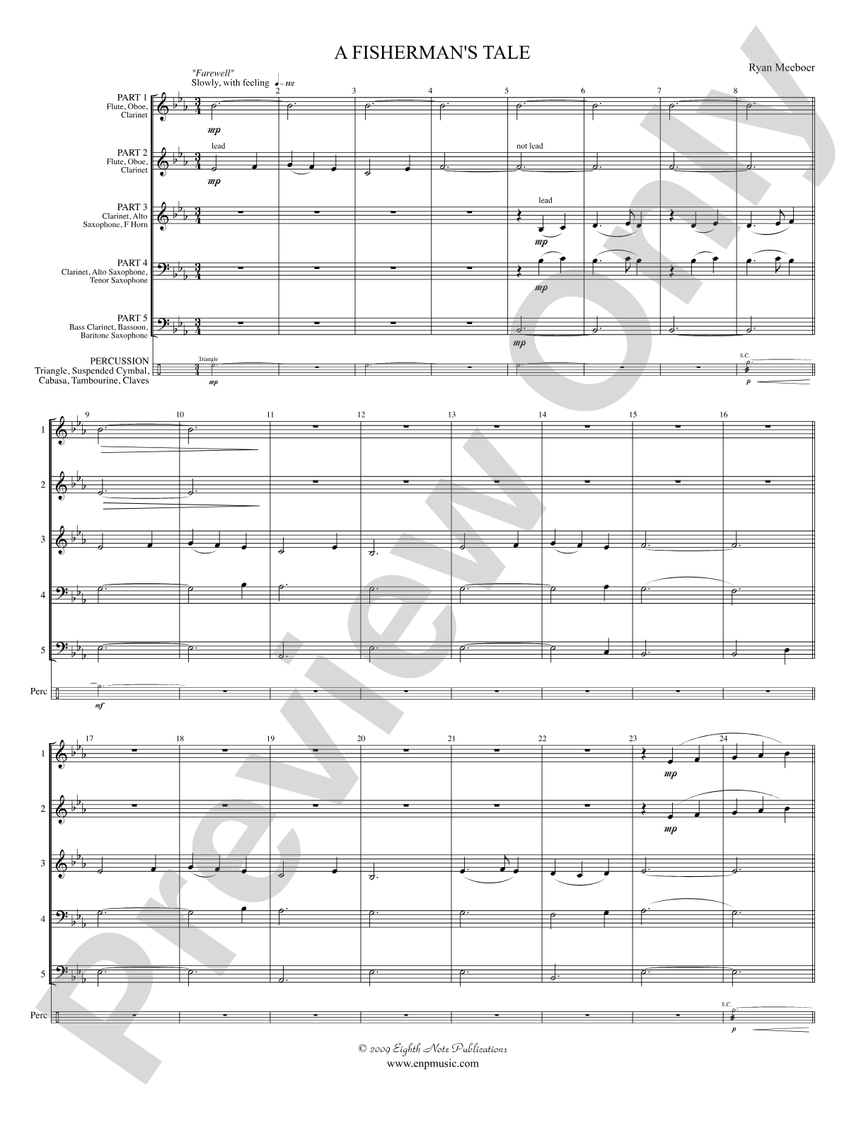 A Fisherman's Tale: Interchangeable Woodwind Ensemble Score & Parts