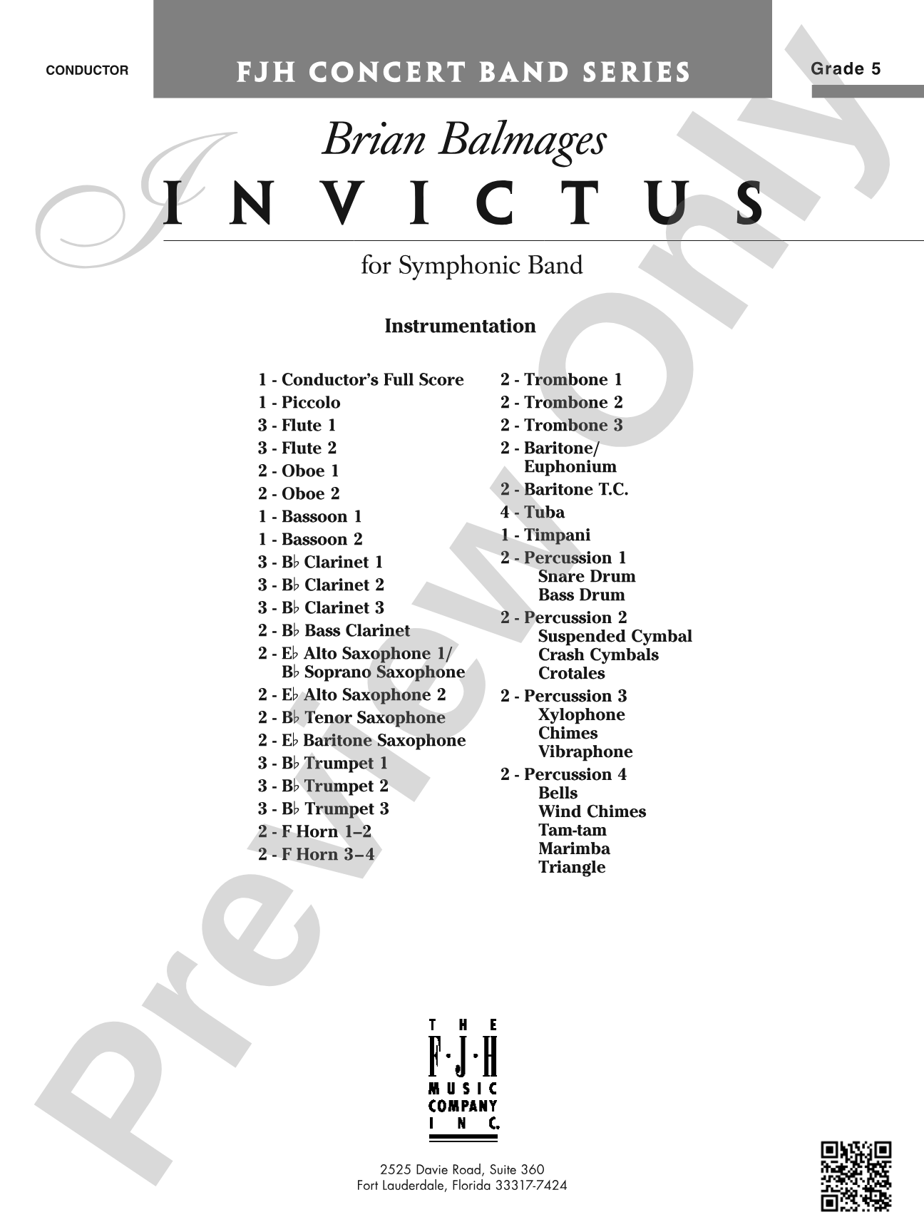 Invictus: Concert Band Conductor Score & Parts