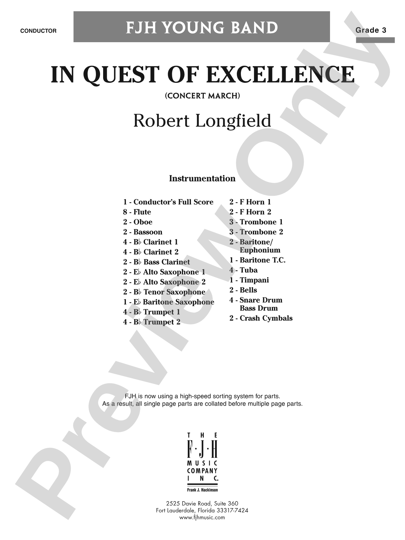 In Quest of Excellence: Concert Band Conductor Score & Parts