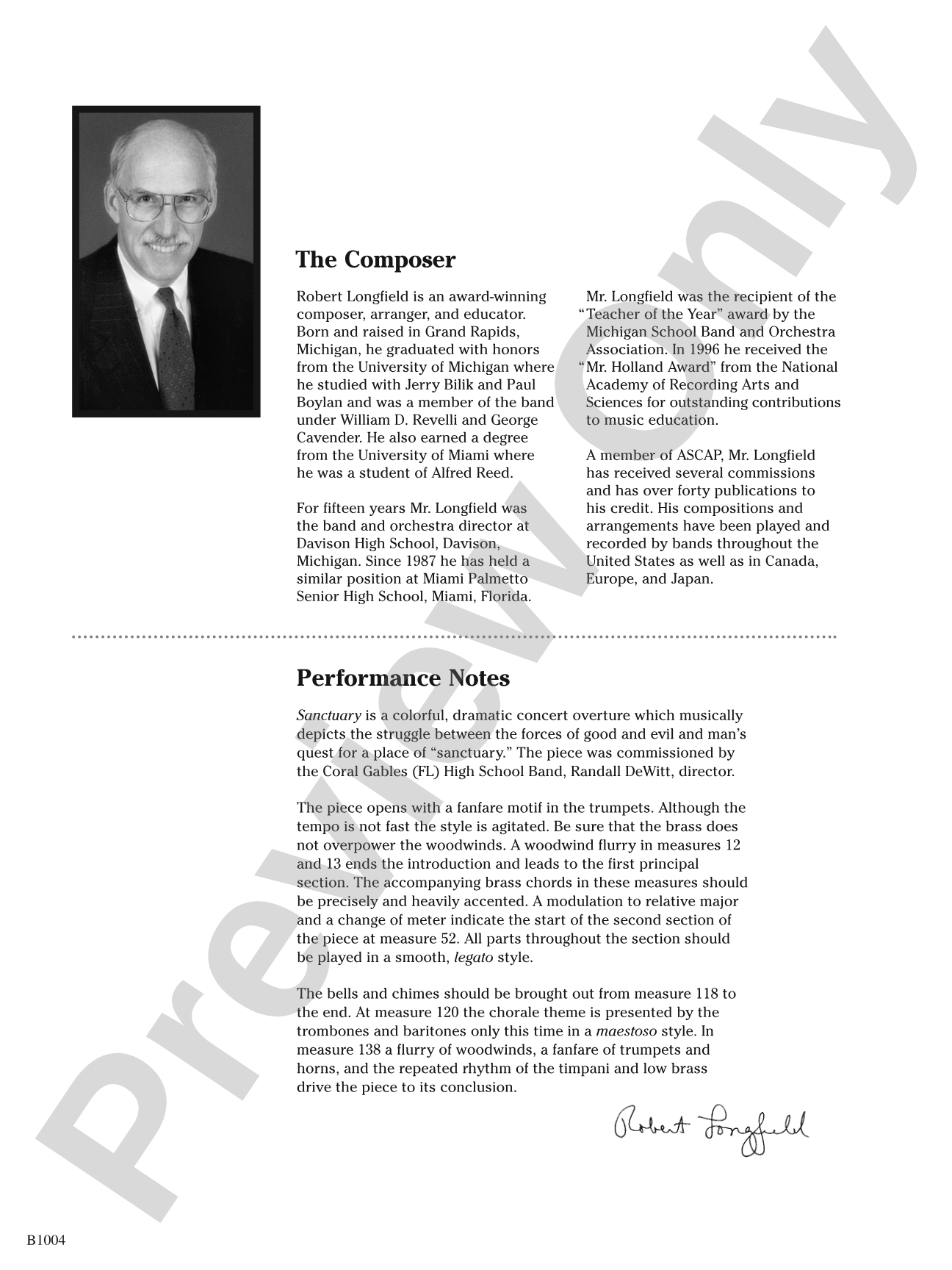 Sanctuary: Concert Band Conductor Score & Parts