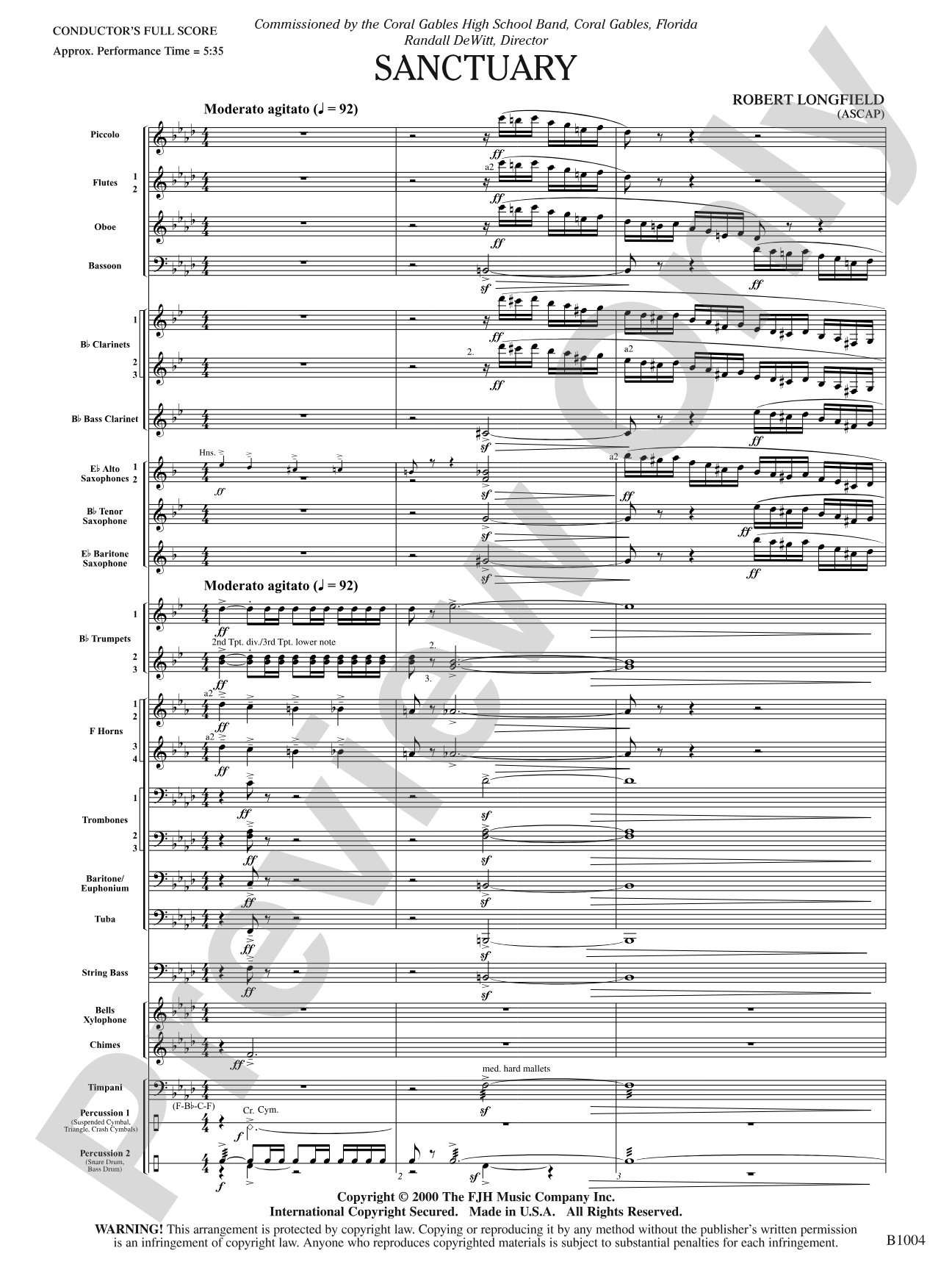 Sanctuary: Concert Band Conductor Score & Parts