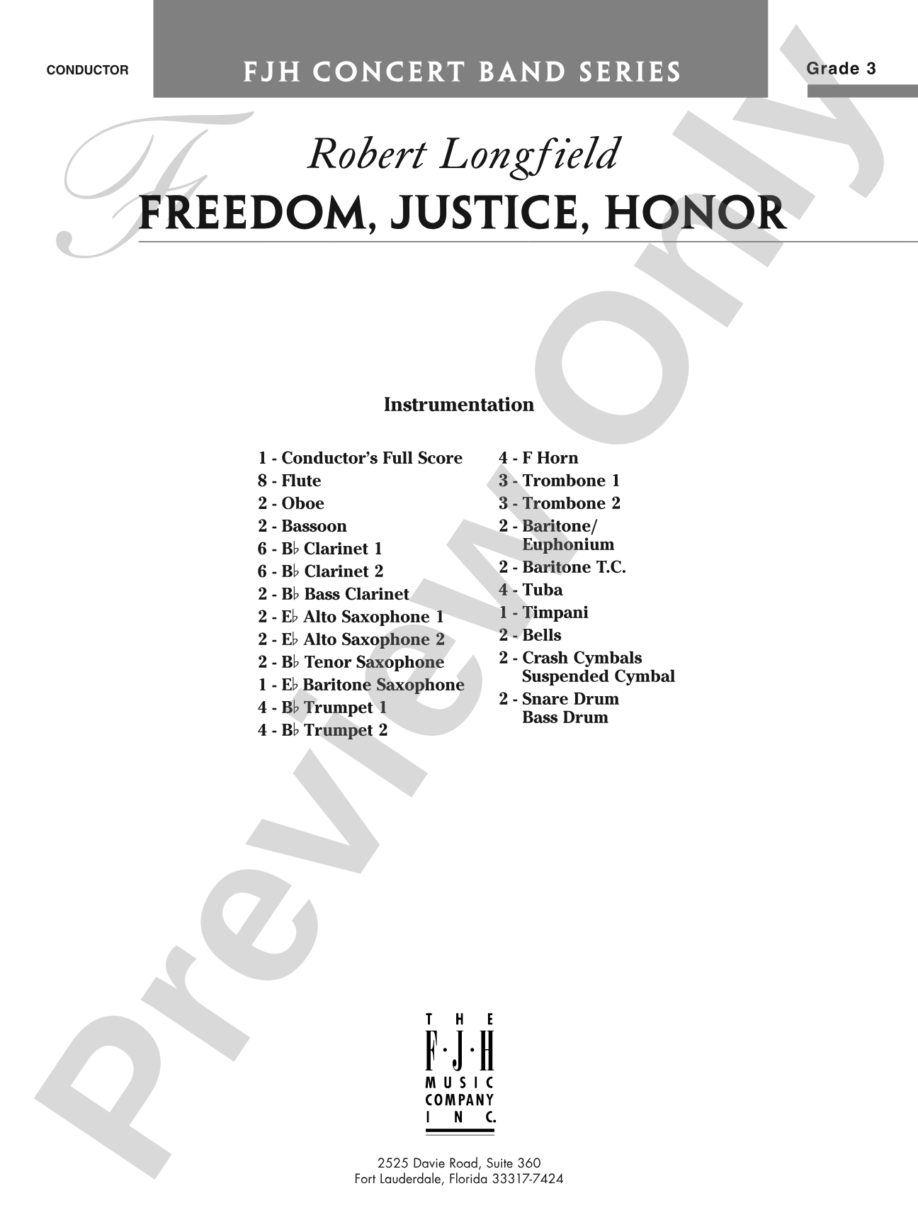 Freedom, Justice, Honor: Concert Band Conductor Score & Parts