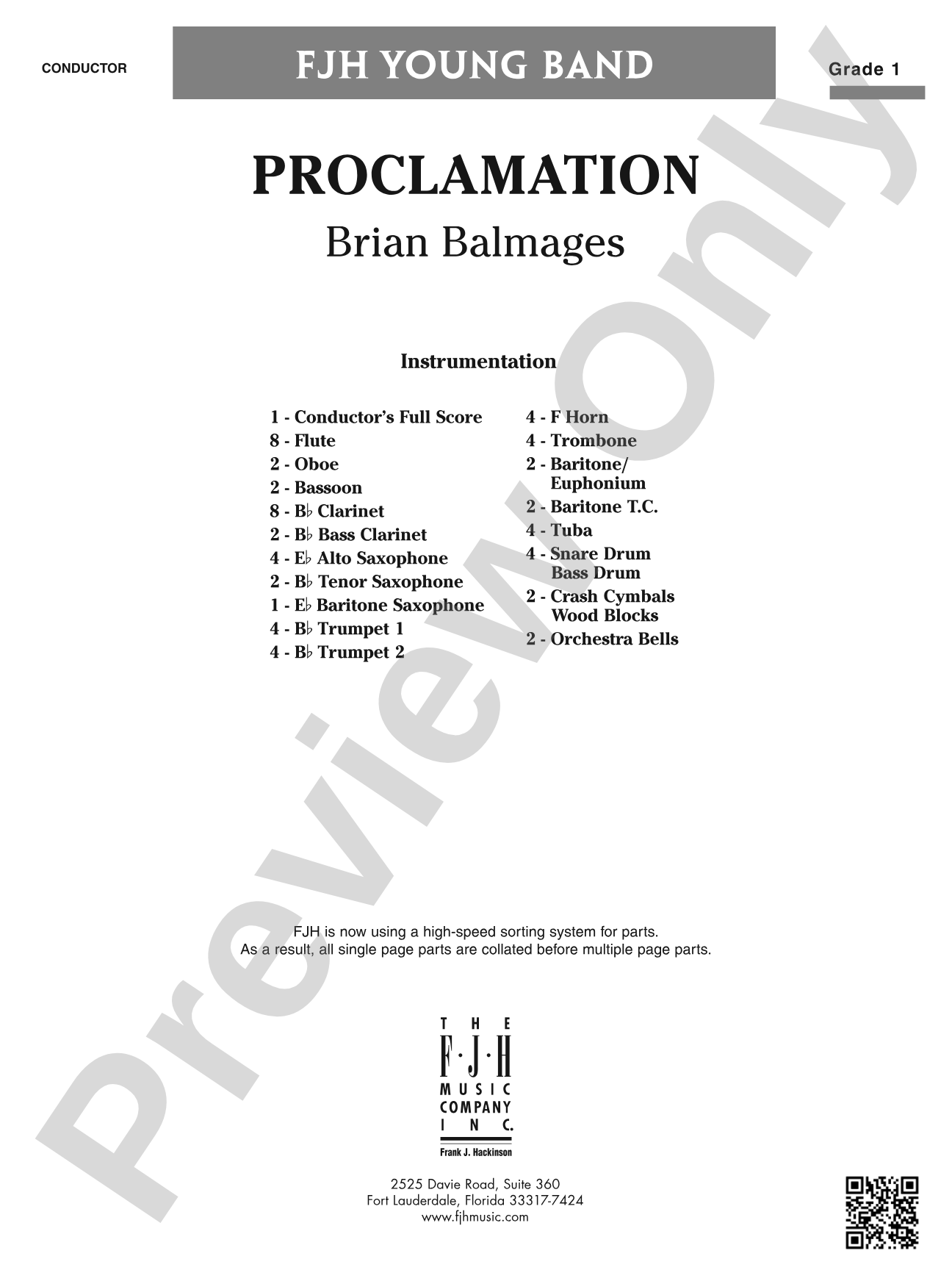 Proclamation: Concert Band Conductor Score & Parts