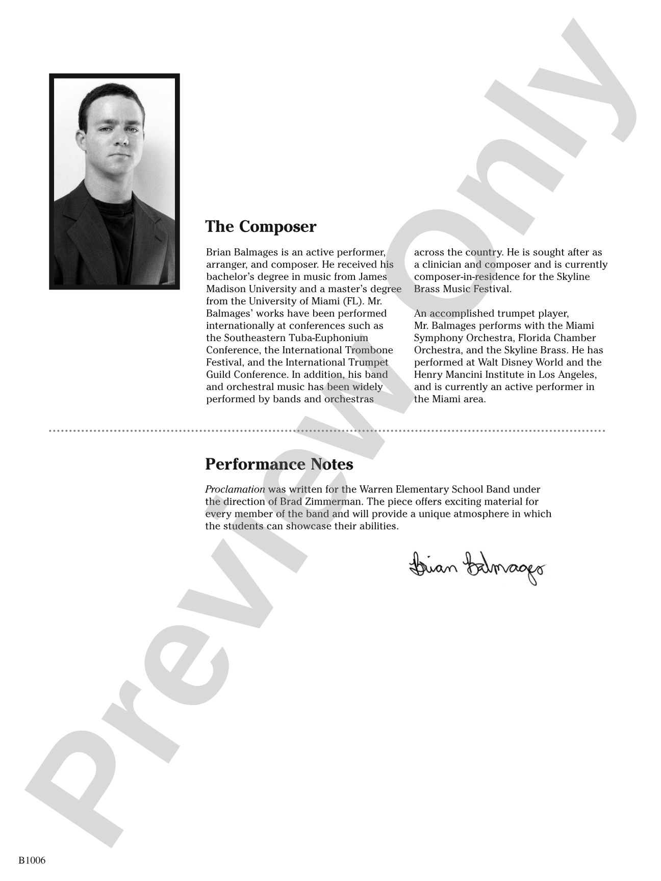 Proclamation: Concert Band Conductor Score & Parts