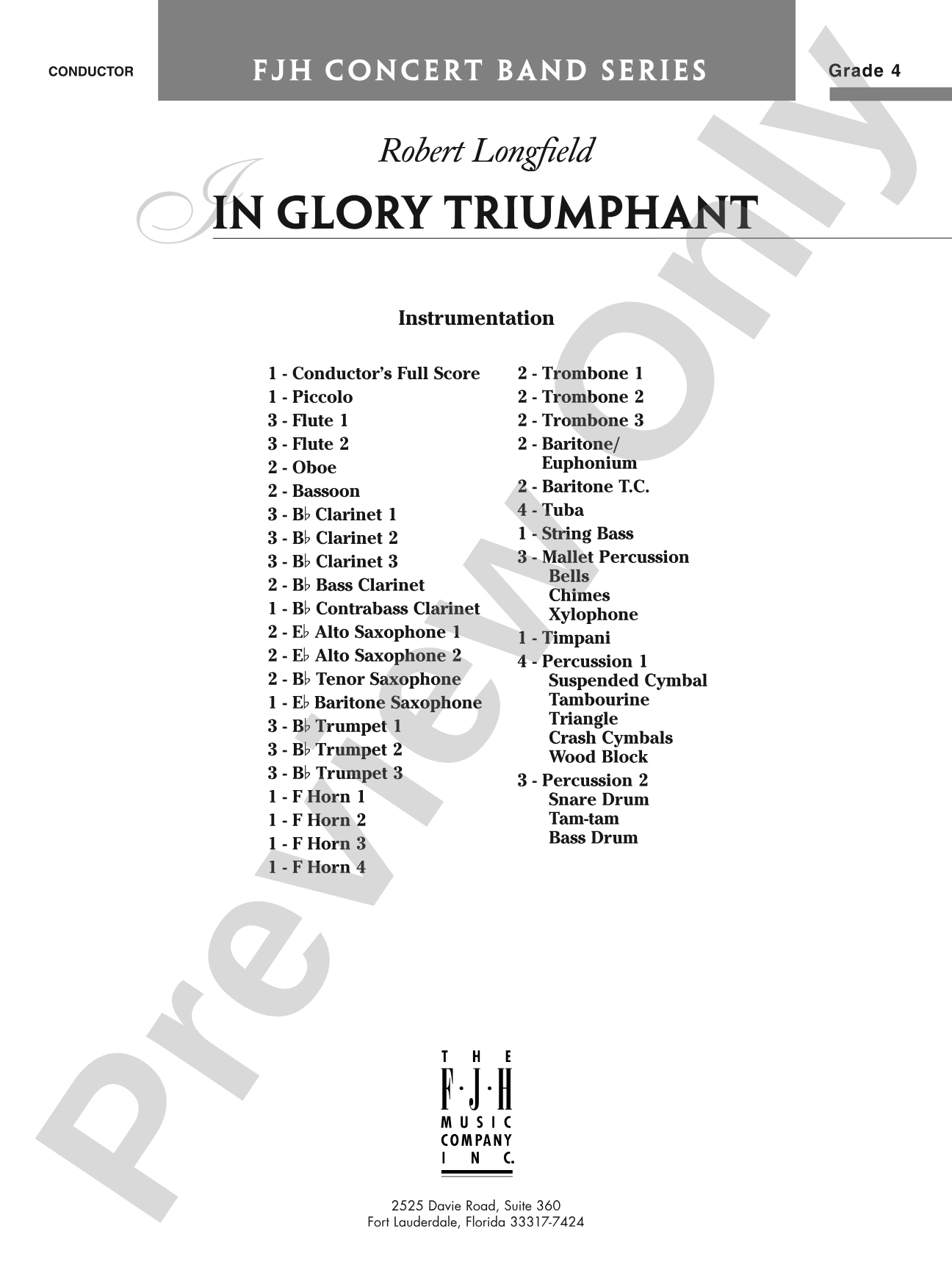 In Glory Triumphant: Concert Band Conductor Score & Parts