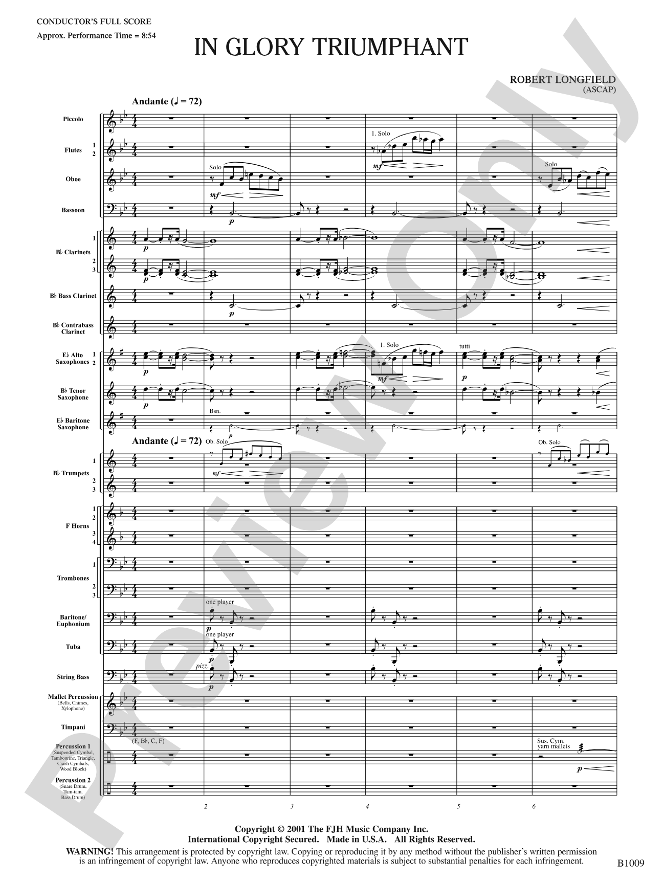 In Glory Triumphant: Concert Band Conductor Score & Parts