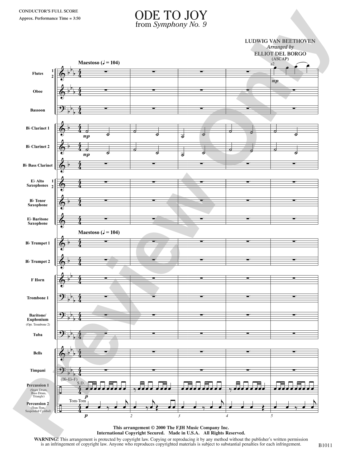 Ode to Joy: Concert Band Conductor Score & Parts