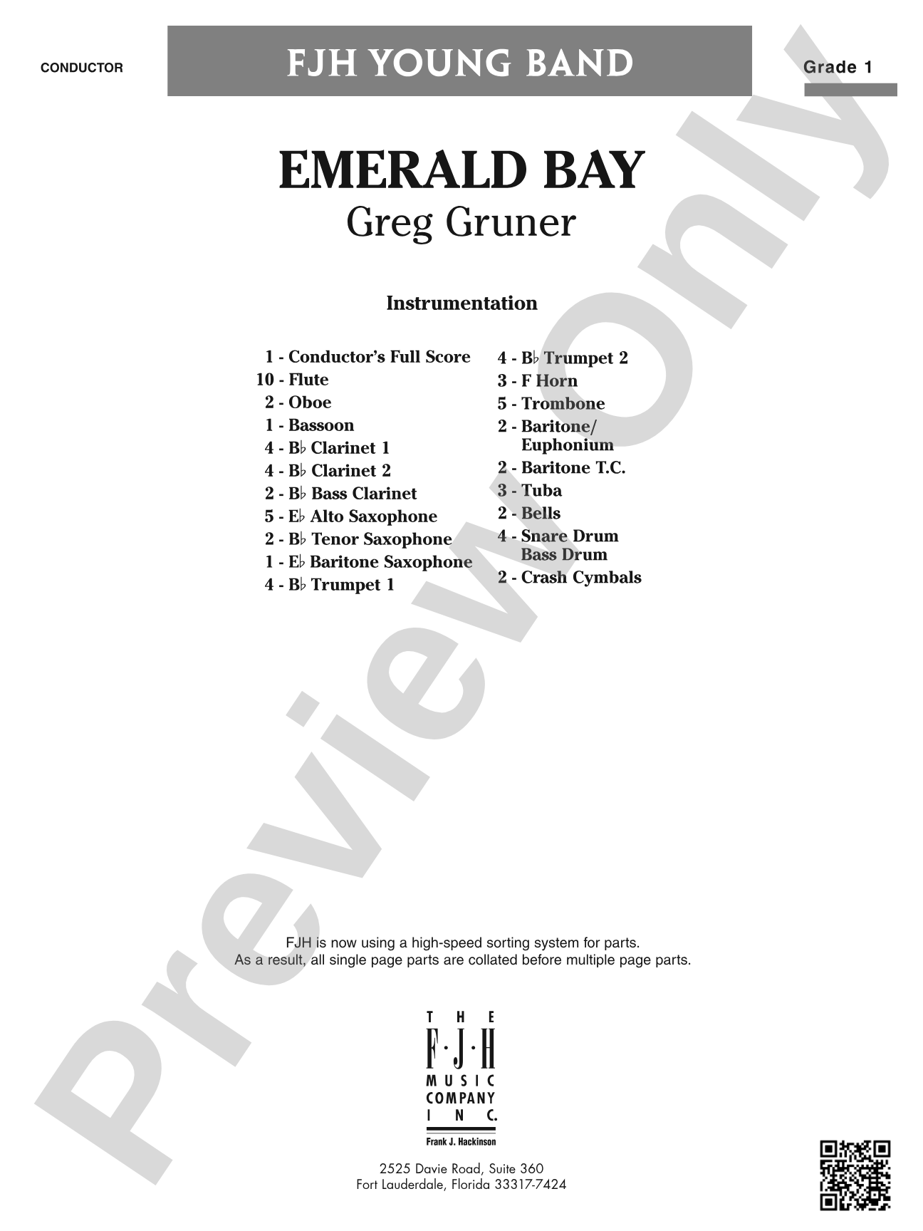 Emerald Bay: Concert Band Conductor Score & Parts