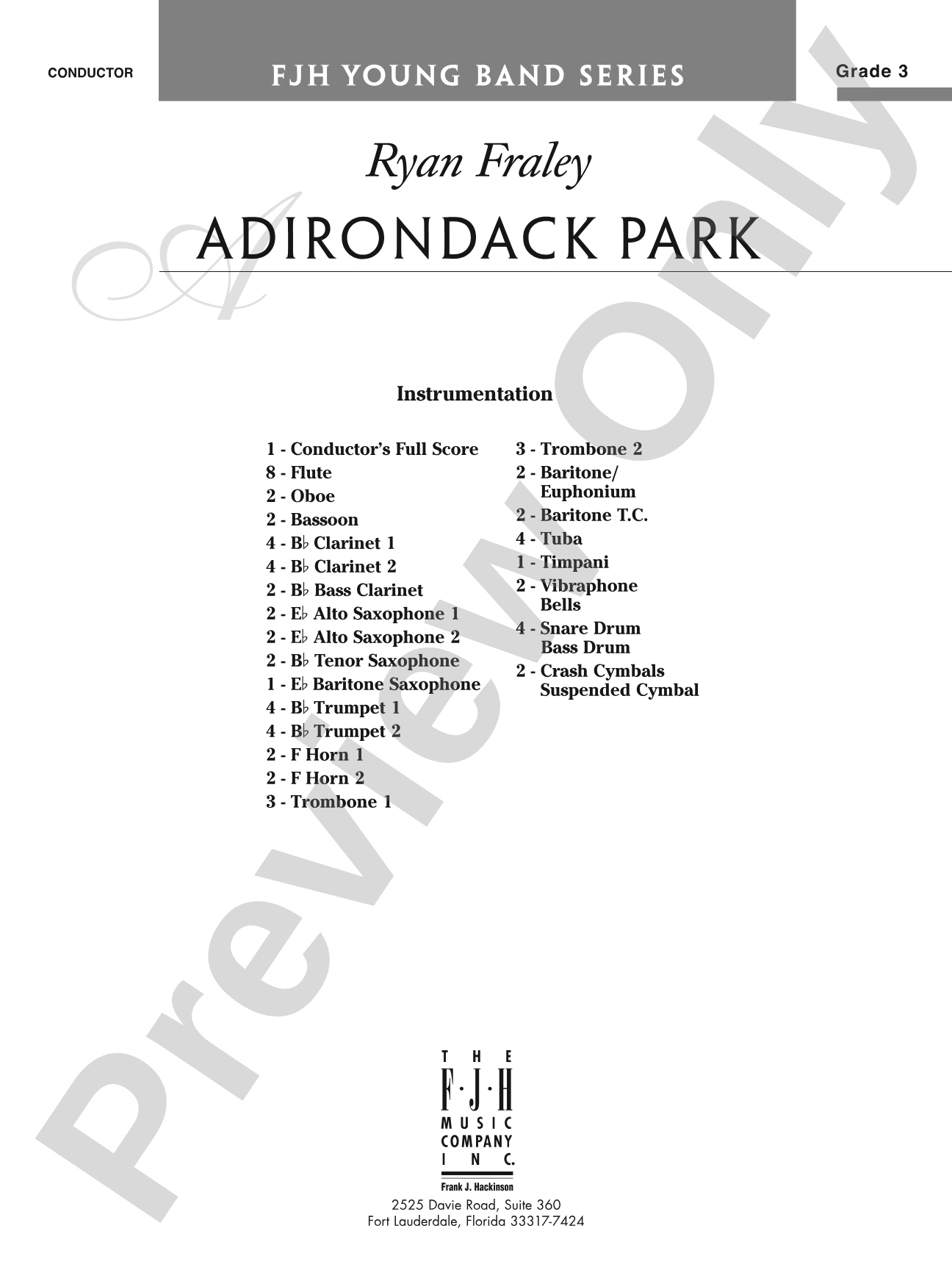 Adirondack Park: Concert Band Conductor Score & Parts