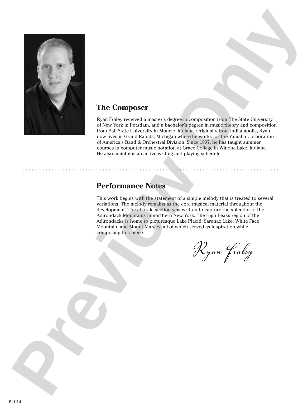 Adirondack Park: Concert Band Conductor Score & Parts