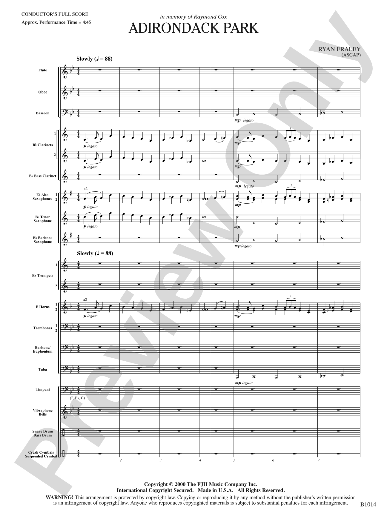 Adirondack Park: Concert Band Conductor Score & Parts