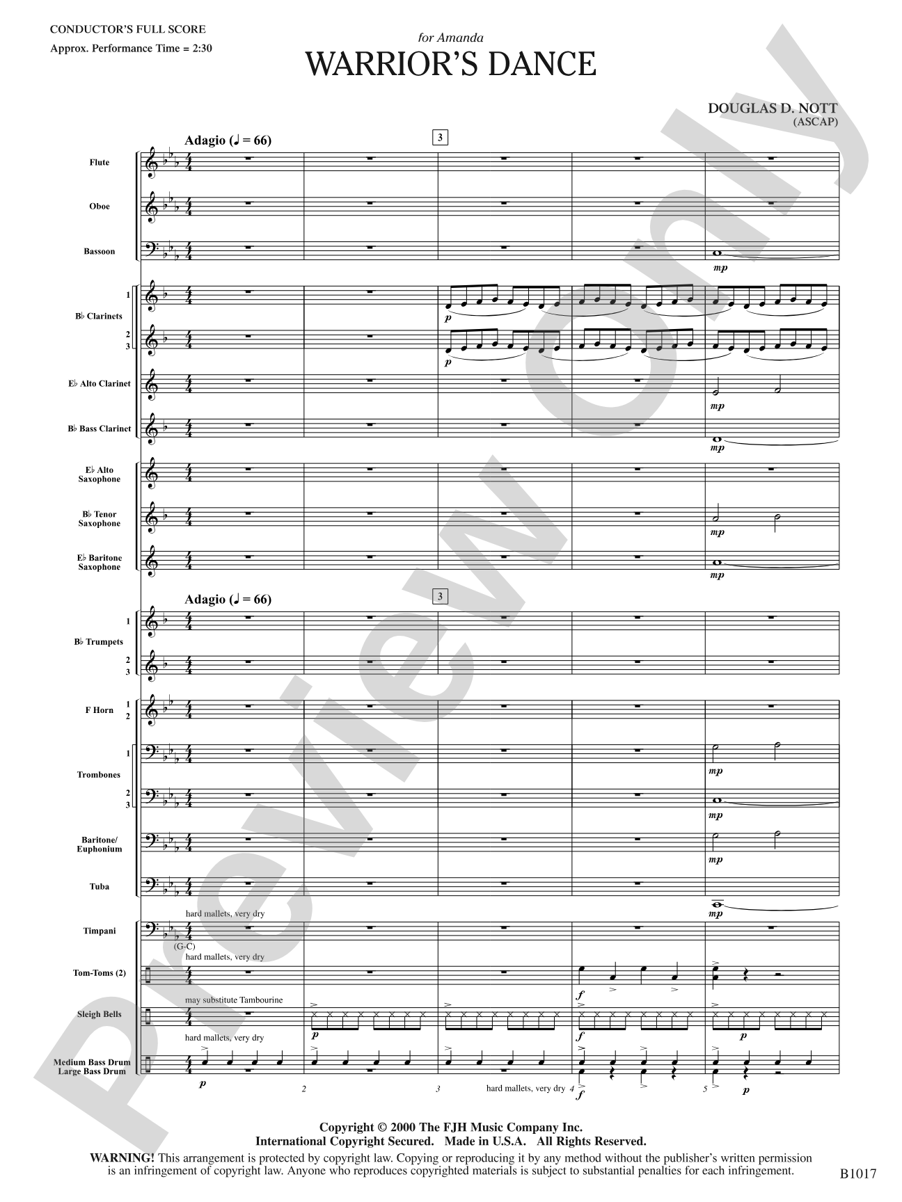 Warrior's Dance: Concert Band Conductor Score & Parts