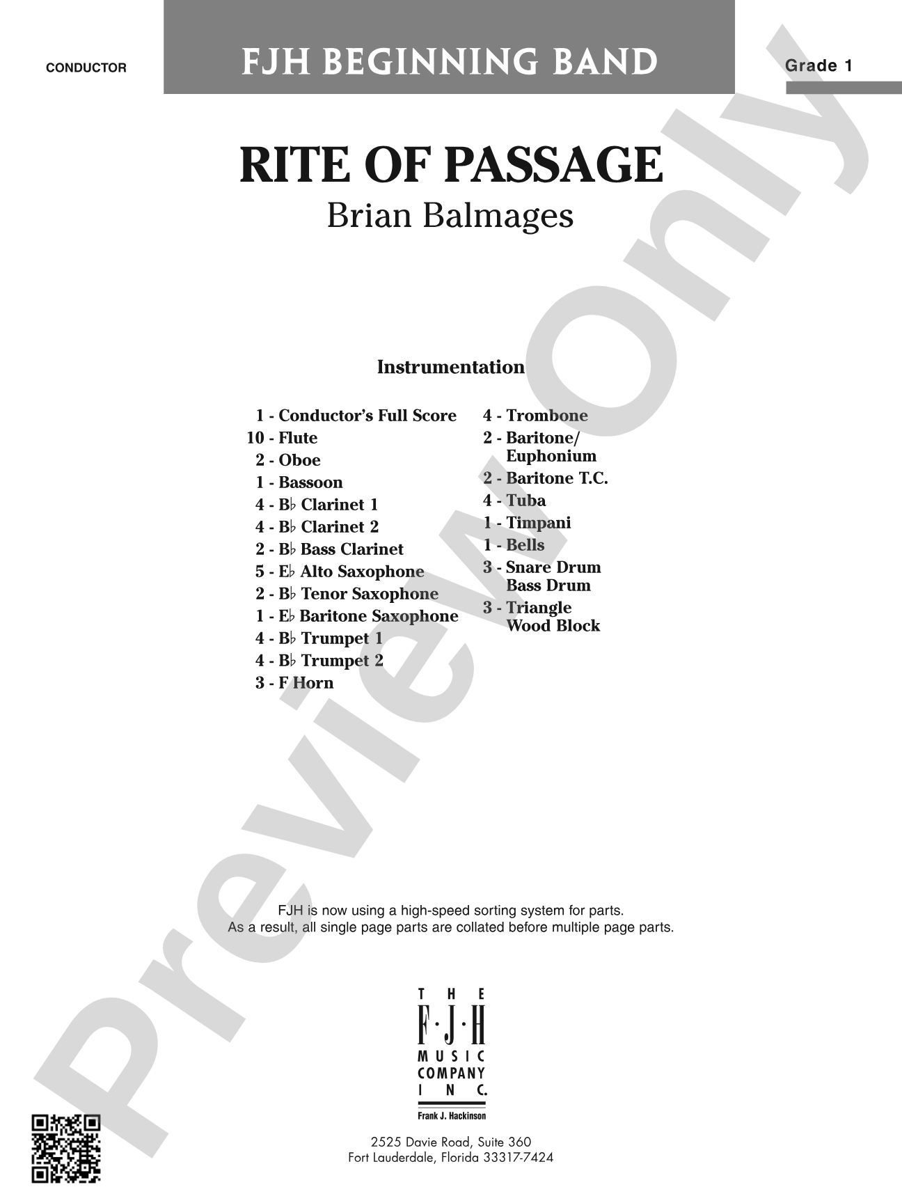 Rite of Passage: Concert Band Conductor Score & Parts