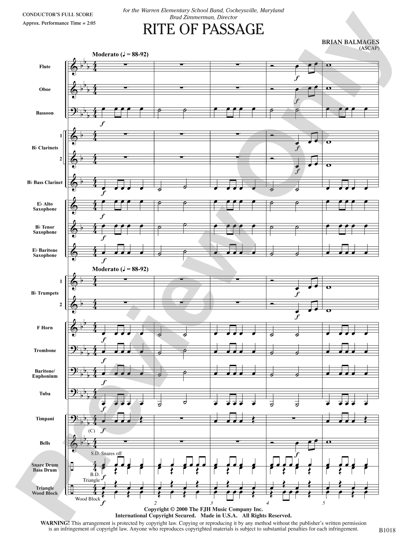Rite of Passage: Concert Band Conductor Score & Parts