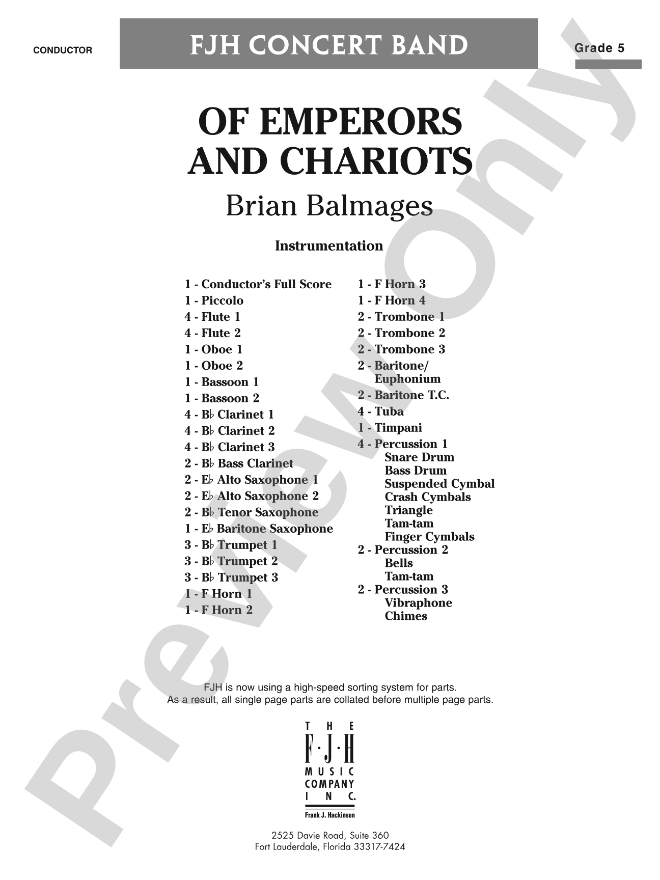 Of Emperors and Chariots: Concert Band Conductor Score & Parts