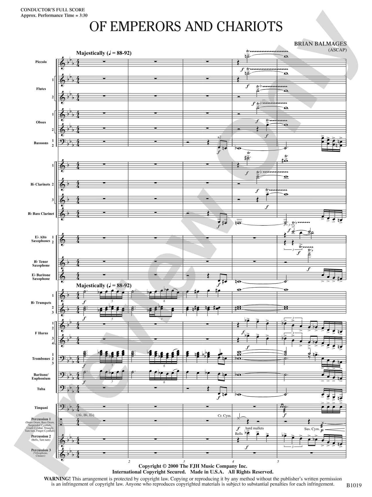 Of Emperors and Chariots: Concert Band Conductor Score & Parts