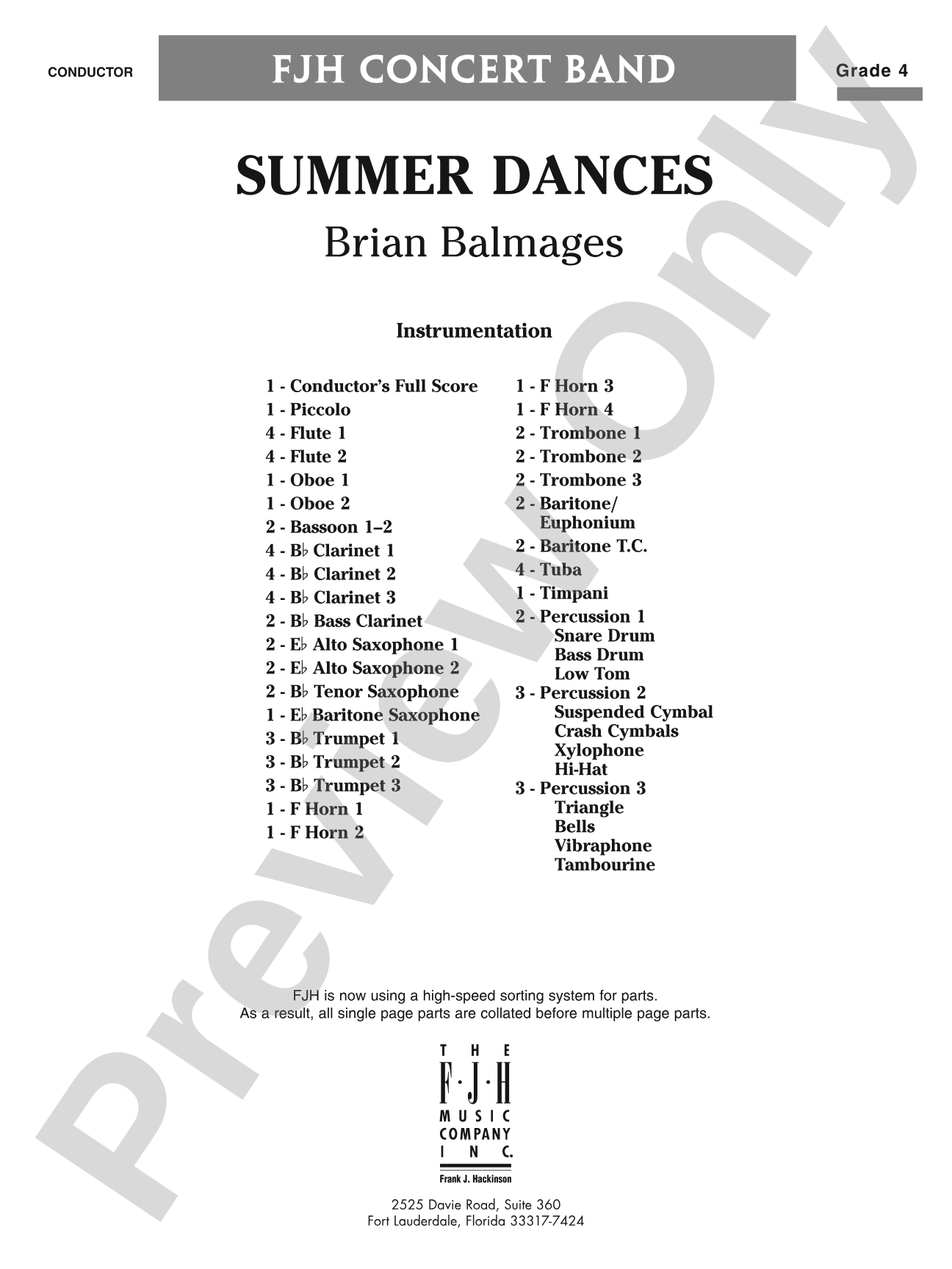 Summer Dances: Concert Band Conductor Score & Parts