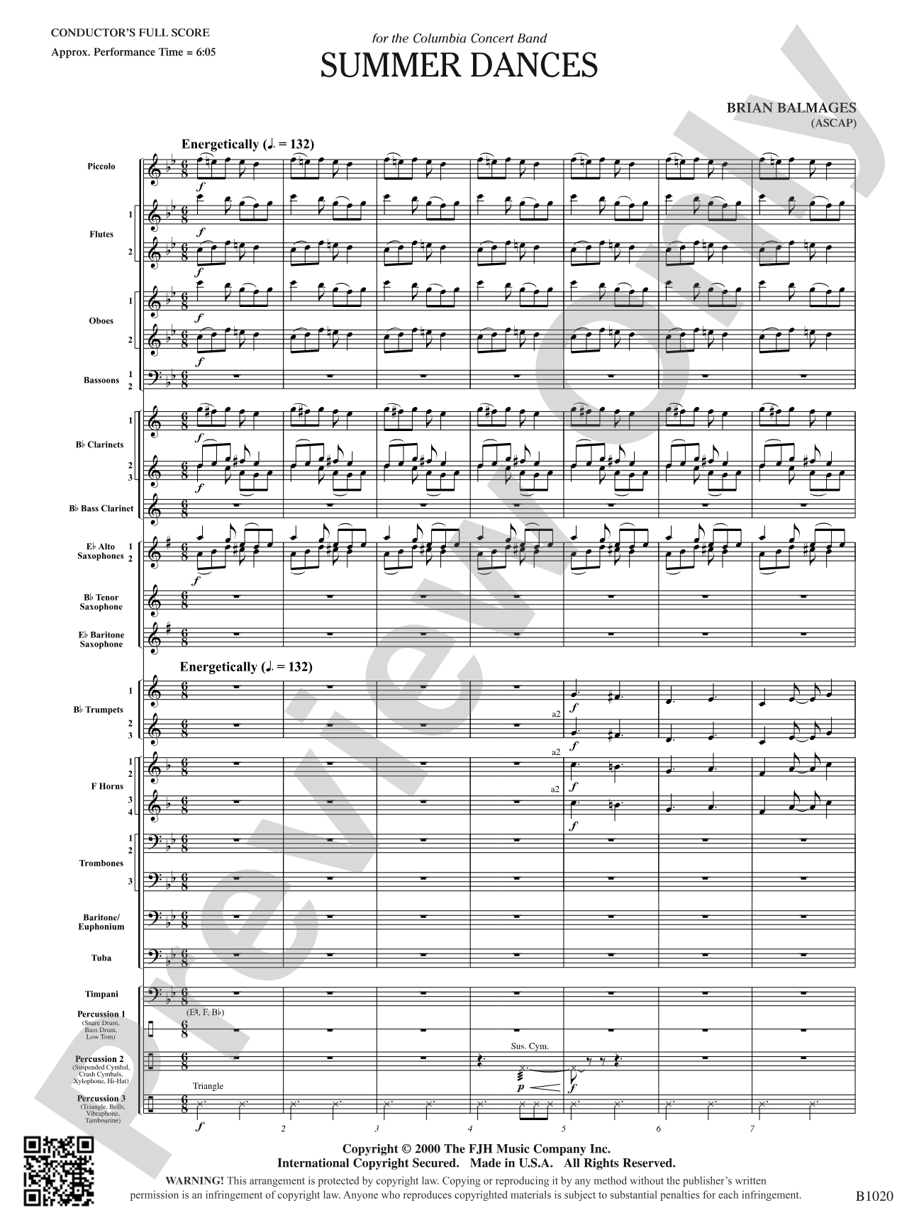 Summer Dances: Concert Band Conductor Score & Parts