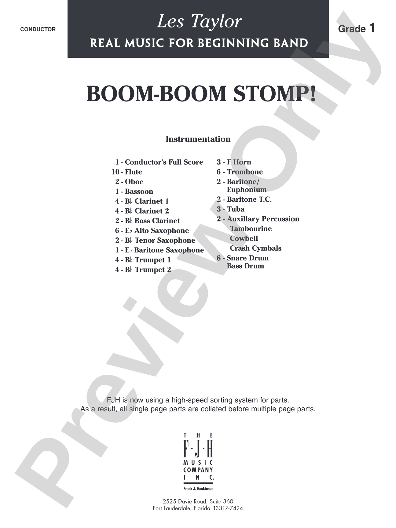Boom-Boom Stomp!: Concert Band Conductor Score & Parts