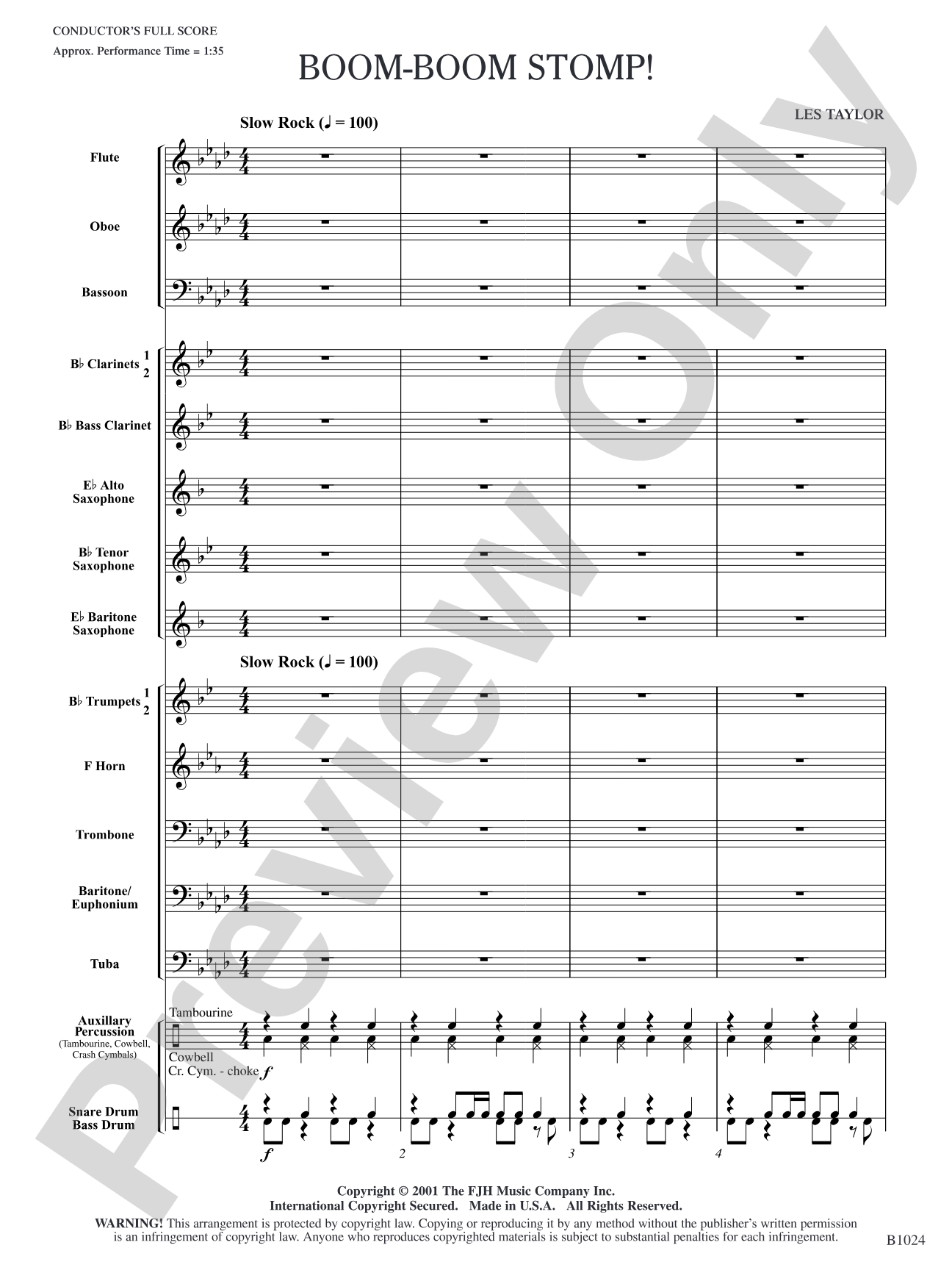 Boom-Boom Stomp!: Concert Band Conductor Score & Parts