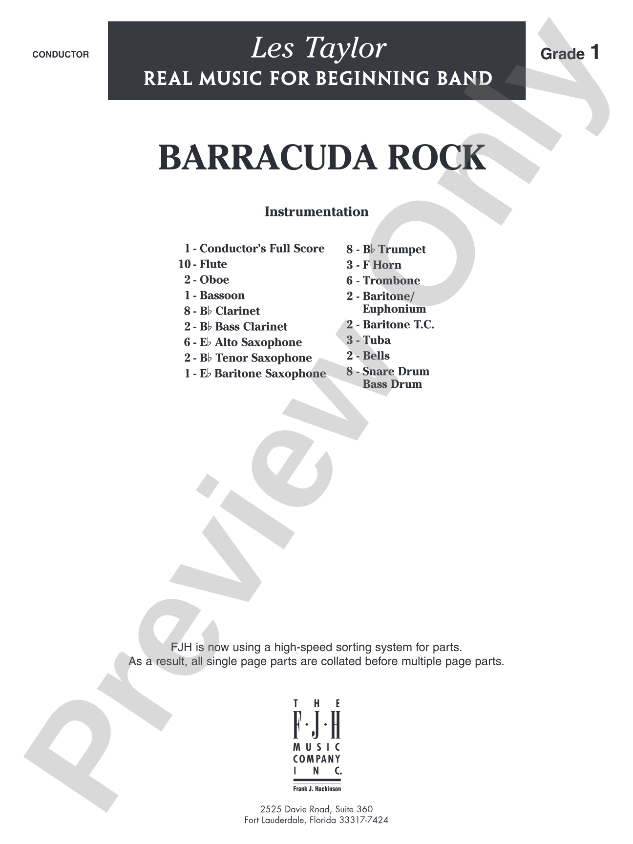 Barracuda Rock: Concert Band Conductor Score & Parts