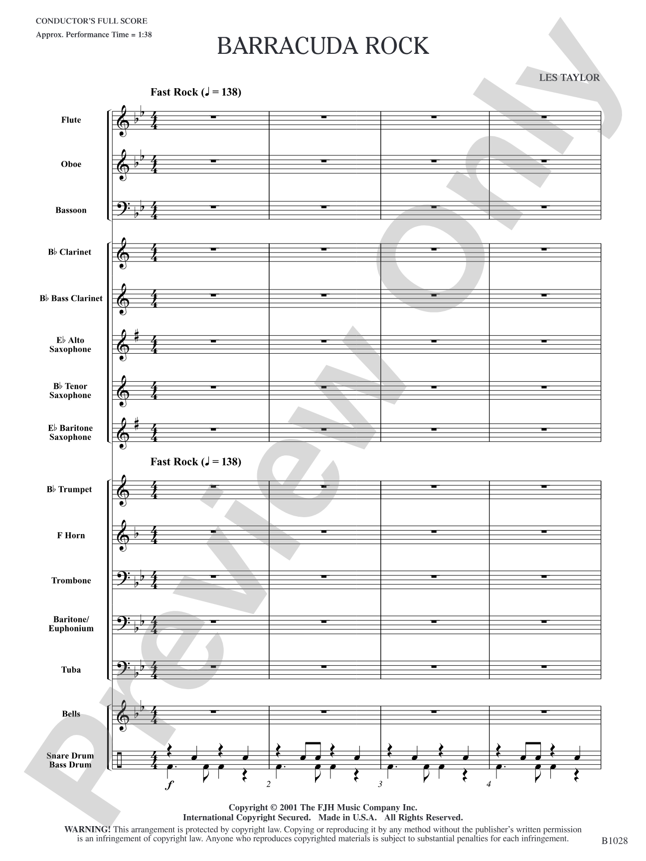 Barracuda Rock: Concert Band Conductor Score & Parts