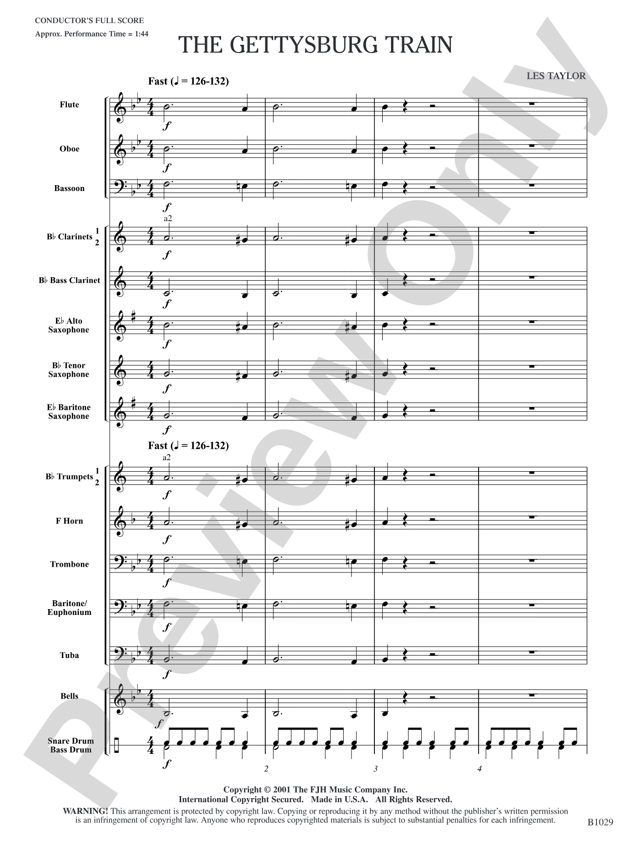 The Gettysburg Train: Concert Band Conductor Score & Parts