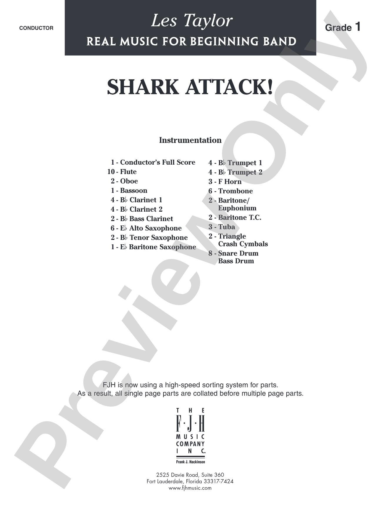 Shark Attack!: Concert Band Conductor Score & Parts